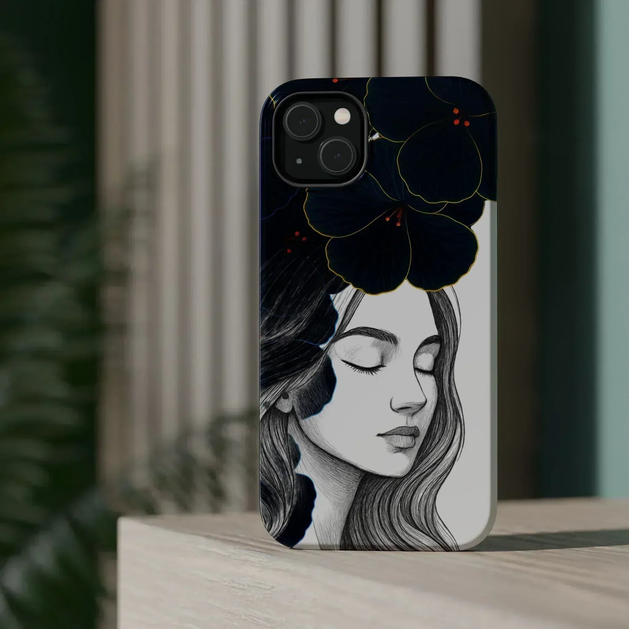 Dark Floral Elegance Phone Case for iPhone 13-16 - KARARMDESIGN