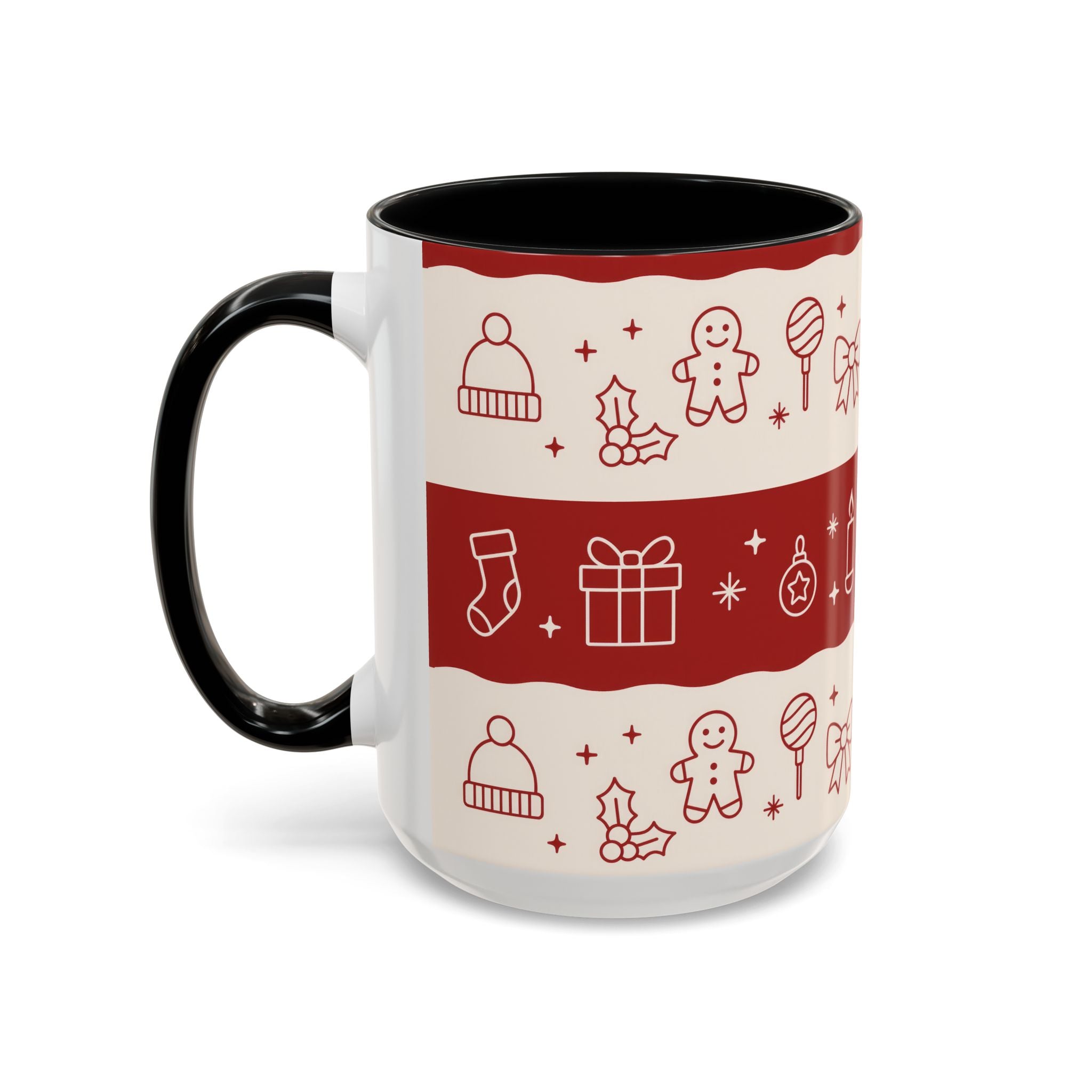 Holiday Cheer Icons Mug - Accent Coffee Mug (11, 15oz)