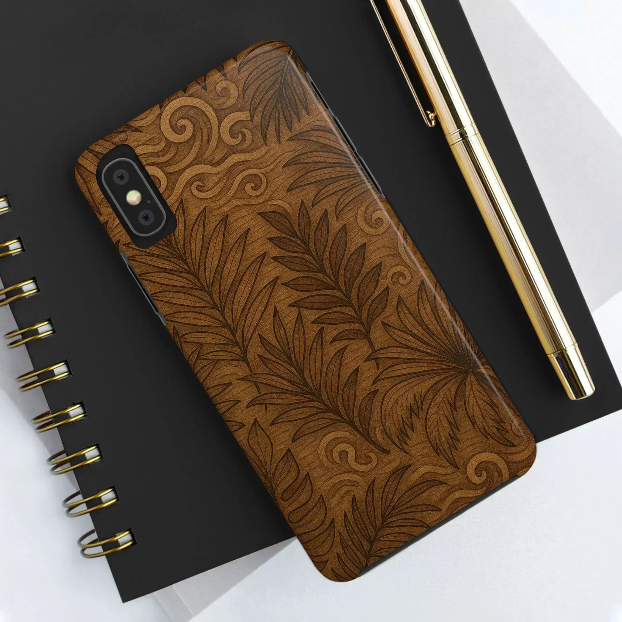 Wood Leaf Armor Phone Case for iPhone and Galaxy - KARARMDESIGN
