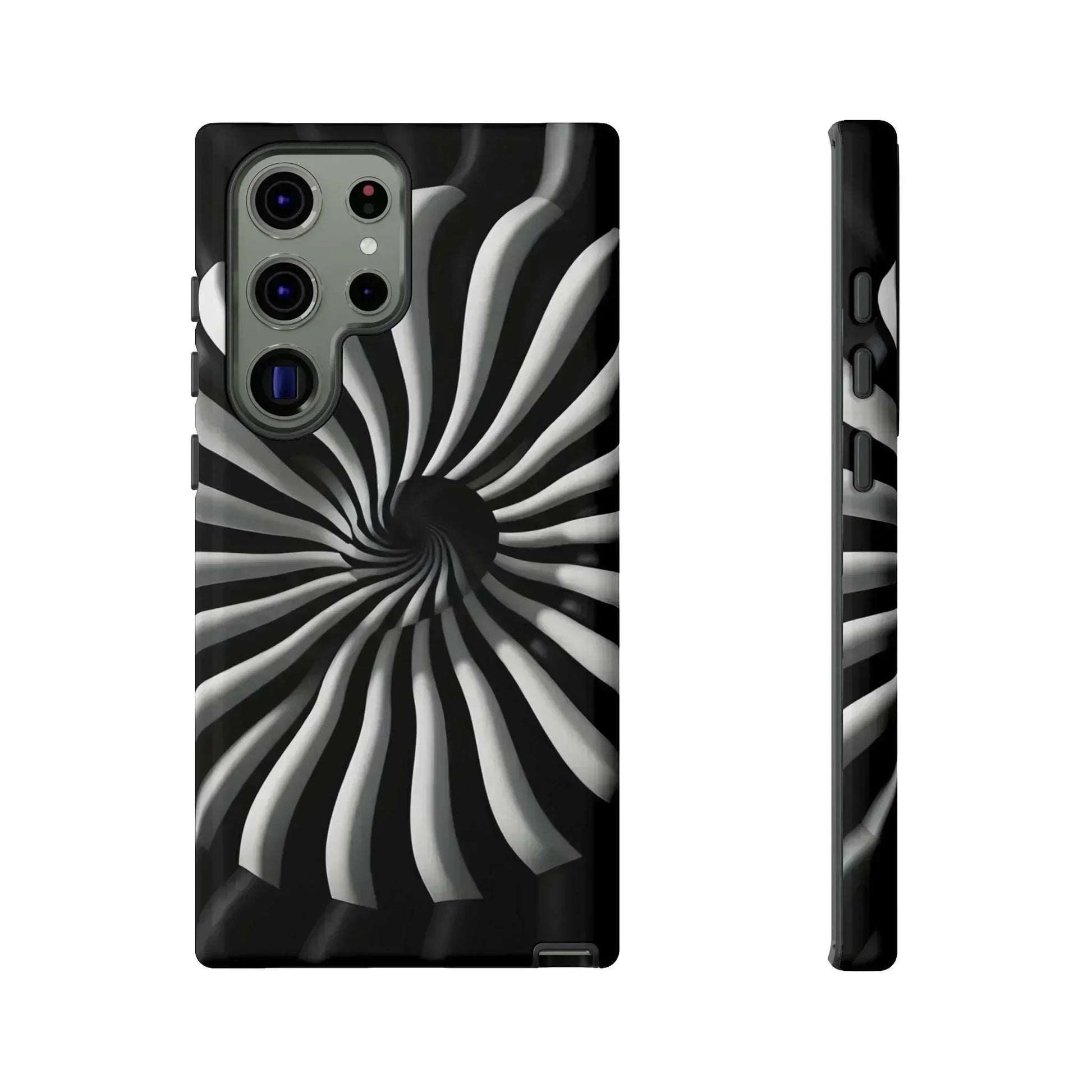 Hypnotic Black and White Spiral Phone Case for iPhone & Galaxy - KARARMDESIGN