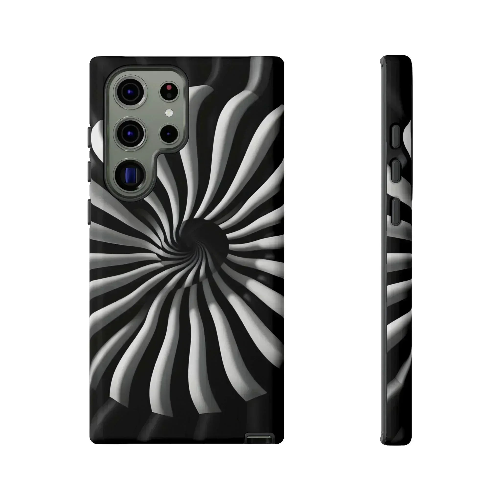 Hypnotic Black and White Spiral Phone Case for iPhone & Galaxy - KARARMDESIGN