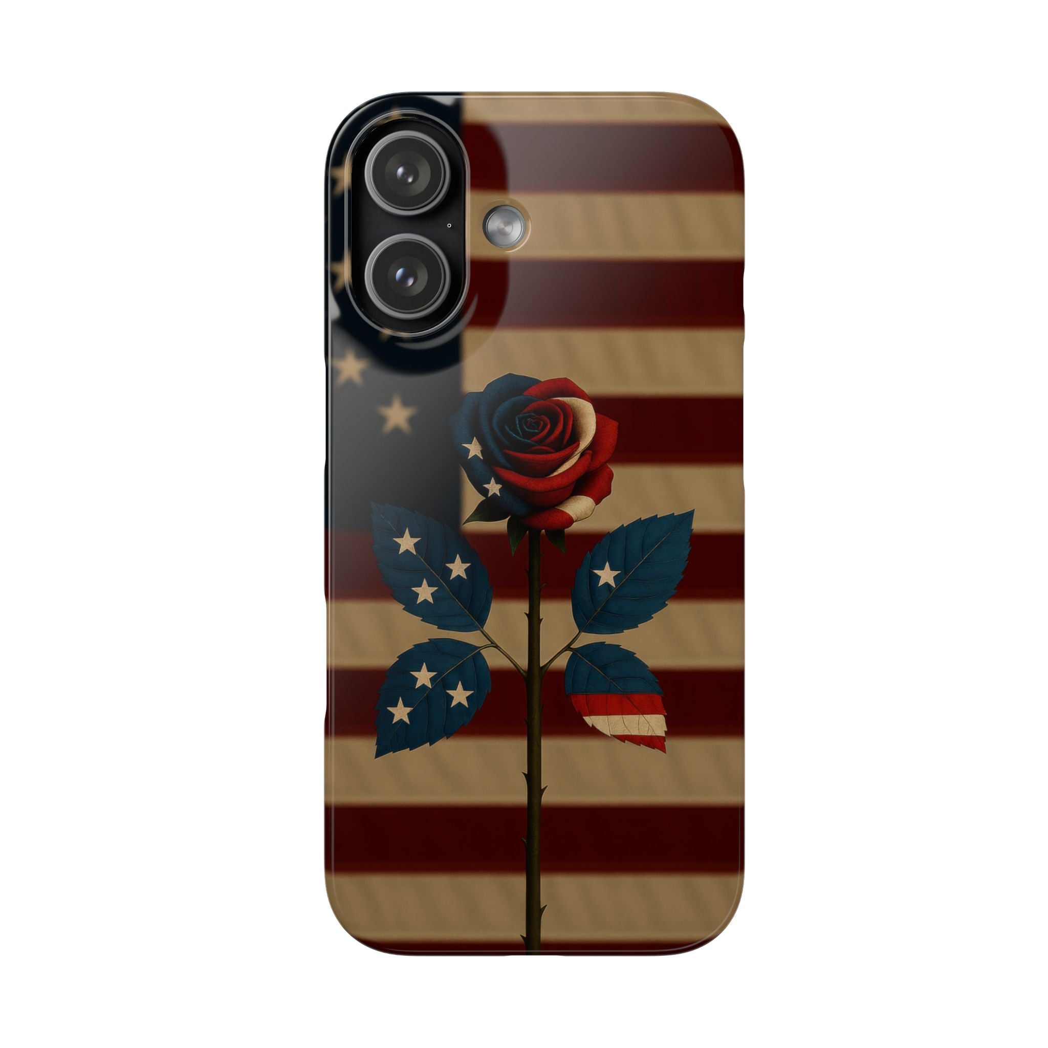 American Rose Flag Phone Case for iPhone 8-17 and Galaxy S20-S26