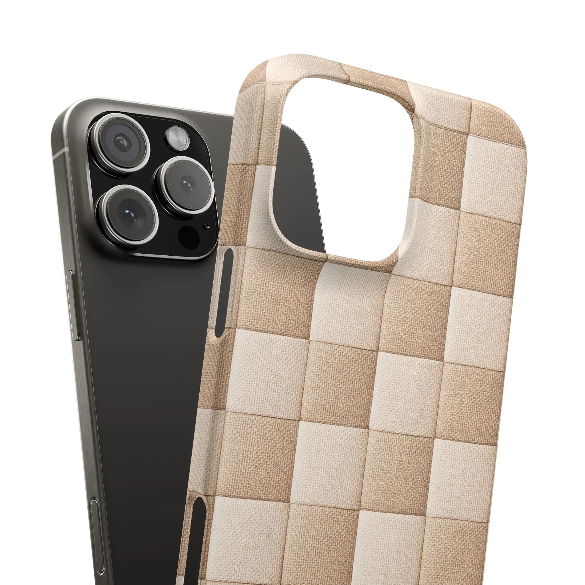Beige Woven Phone Case for iPhone 11-17 and Galaxy S20-S25 - KARARMDESIGN
