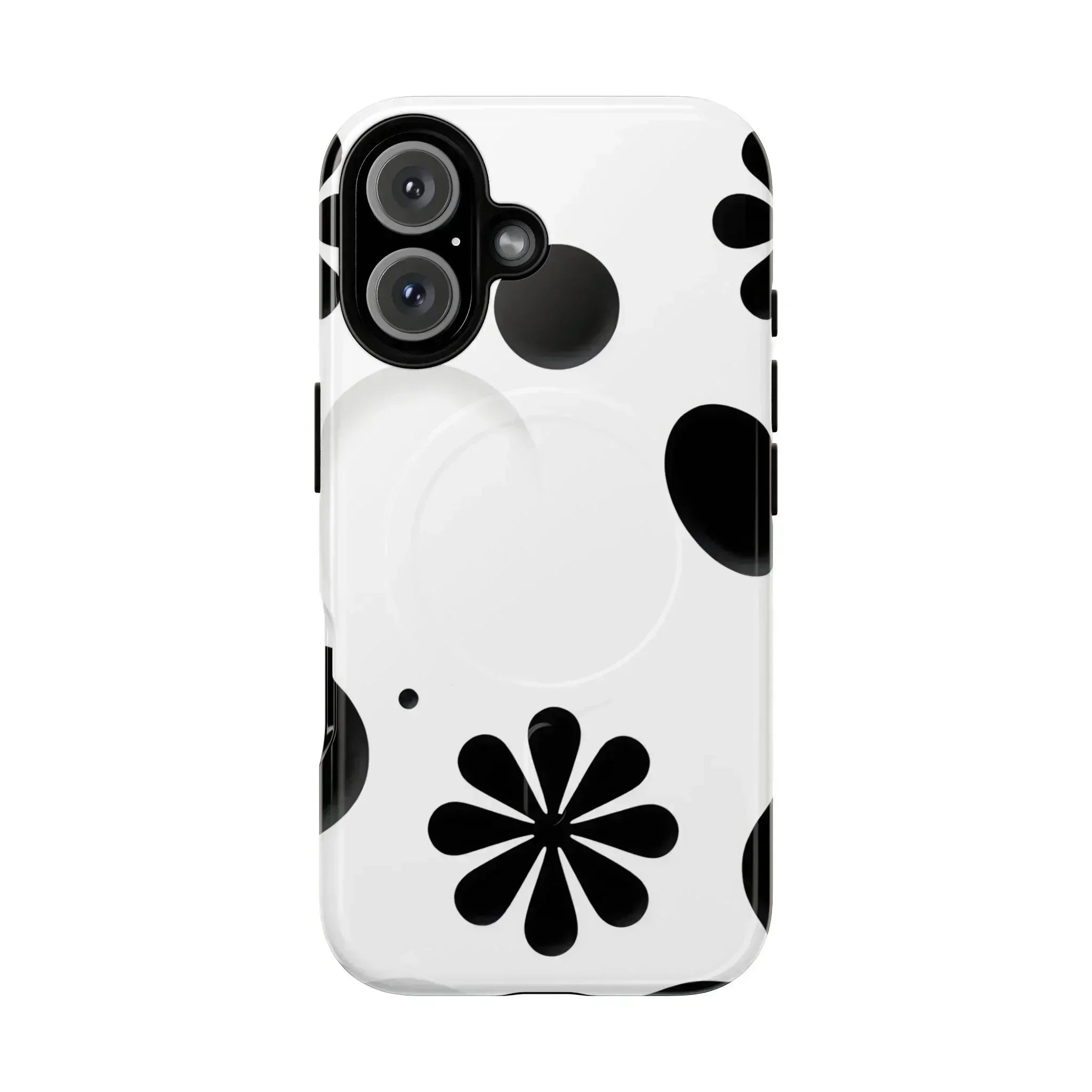 Elegant Black Floral Magnetic Phone Case for iPhone 14-16 - KARARMDESIGN