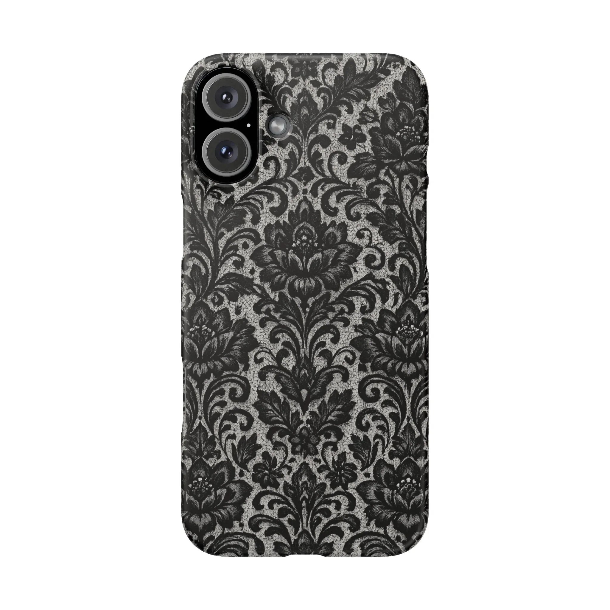 Black Damask Floral Phone Case for iPhone 11-17 and Galaxy S20-S25 - KARARMDESIGN