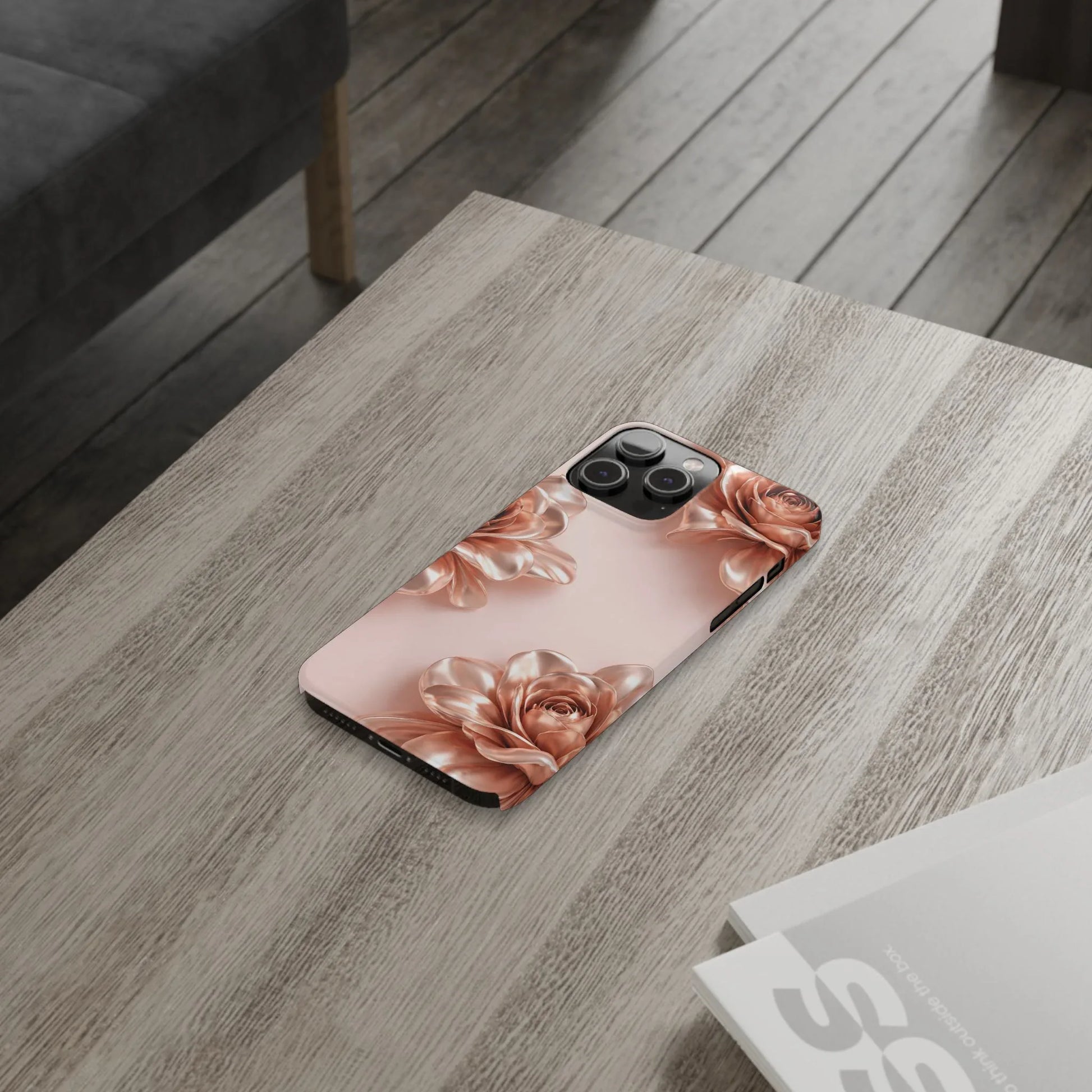 Blush Metallic Flower Case for iPhone 11-17 - KARARMDESIGN