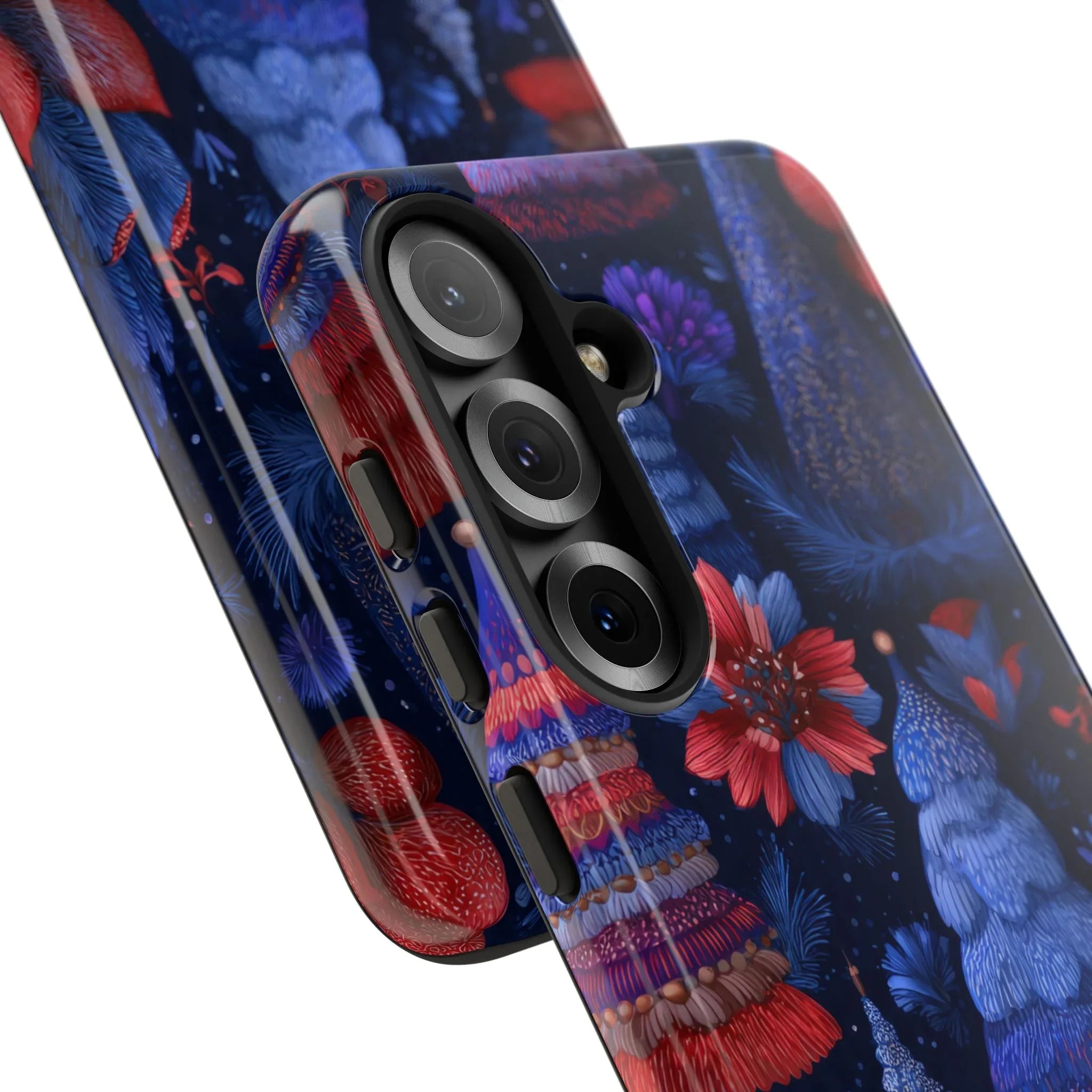 Midnight Blue Christmas Forest Phone Case for iPhone 8-17 and Galaxy S21–S25 - KARARMDESIGN