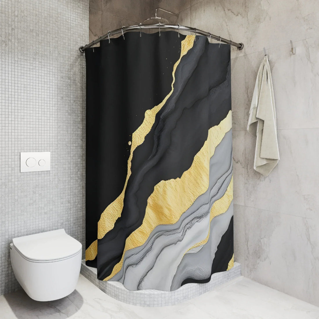 Modern Marble & Gold Elegant Shower Curtain - KarArmDesign