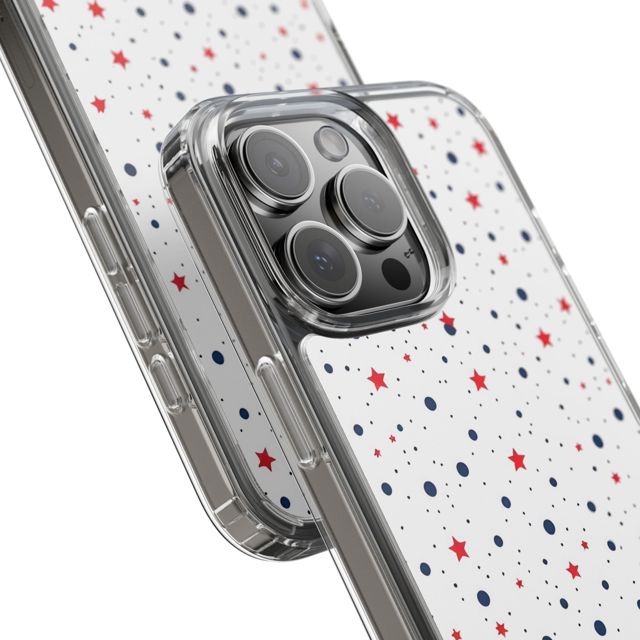 White Polka Dot & Stars Clear Case for iPhone & Samsung