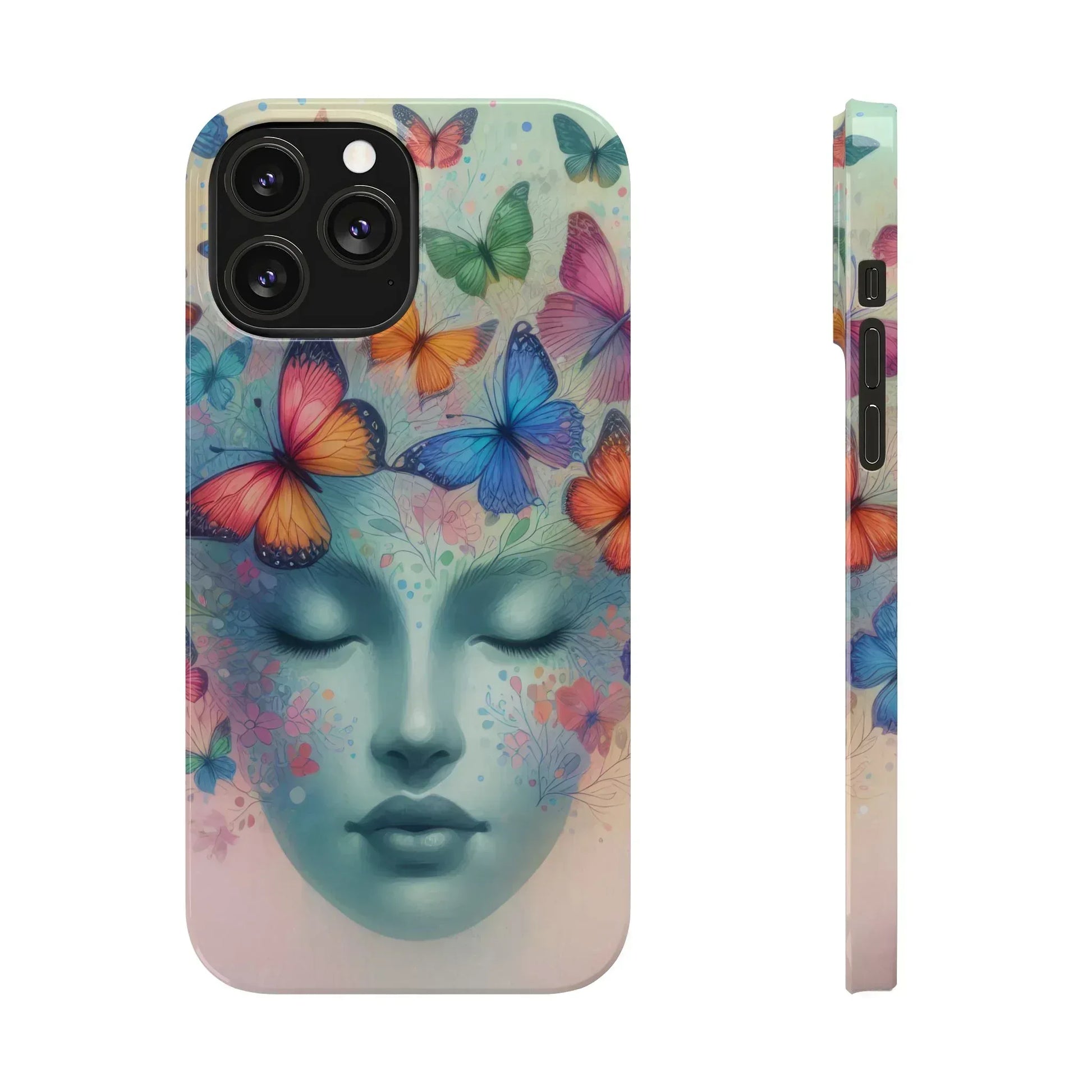 Butterfly Bloom Dreamy Woman Phone Case for iPhone - KARARMDESIGN