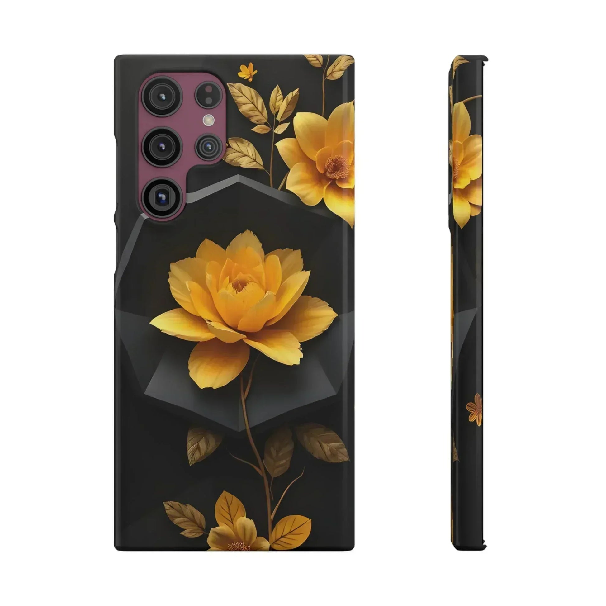 Yellow Floral Phone Case for iPhone 11-16 and Galaxy S20-S24 - KARARMDESIGN