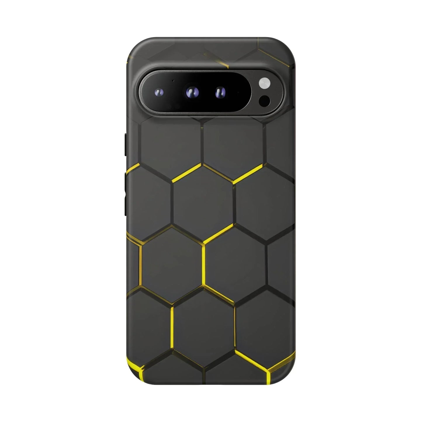 Black and Yellow Hexagon Geometric Tough Phone Case for Galaxy and Pixel - KarArmDesign