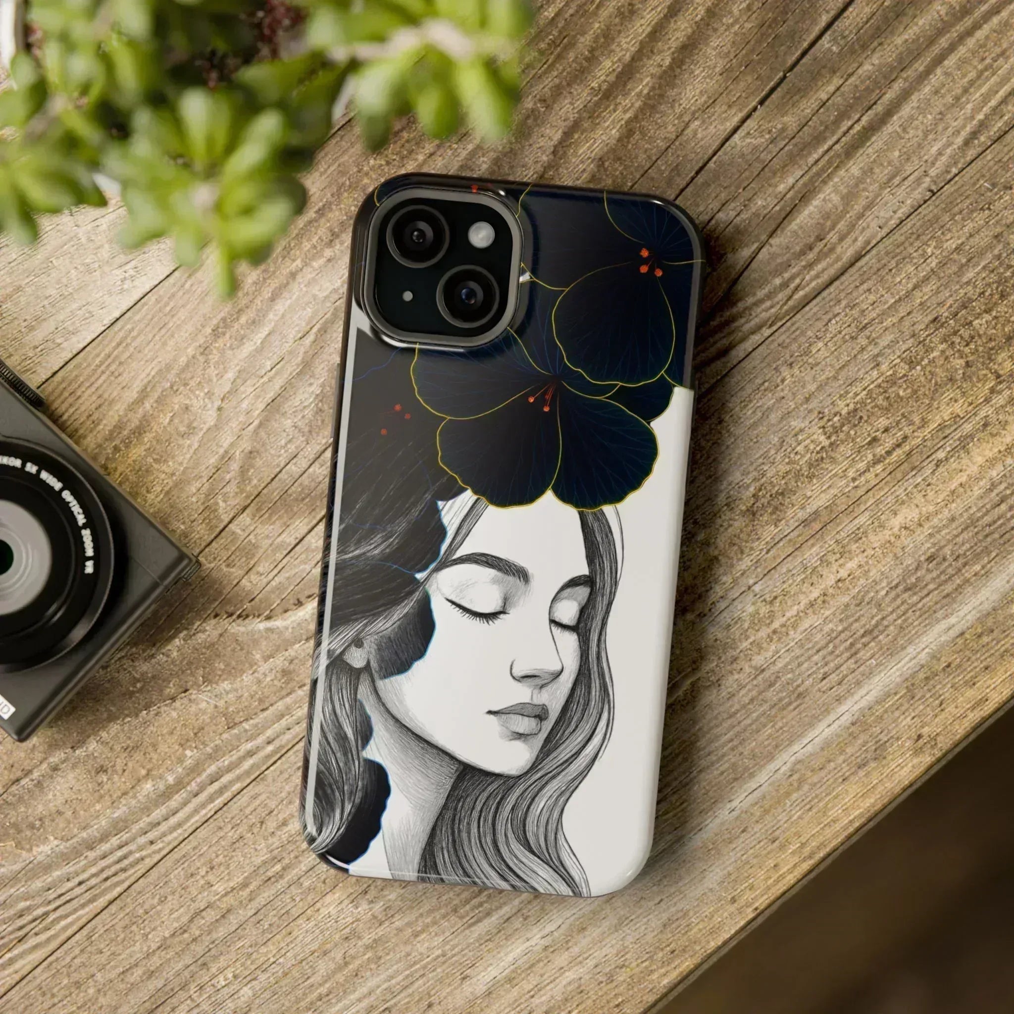 Dark Floral Elegance Phone Case for iPhone 13-16 - KARARMDESIGN