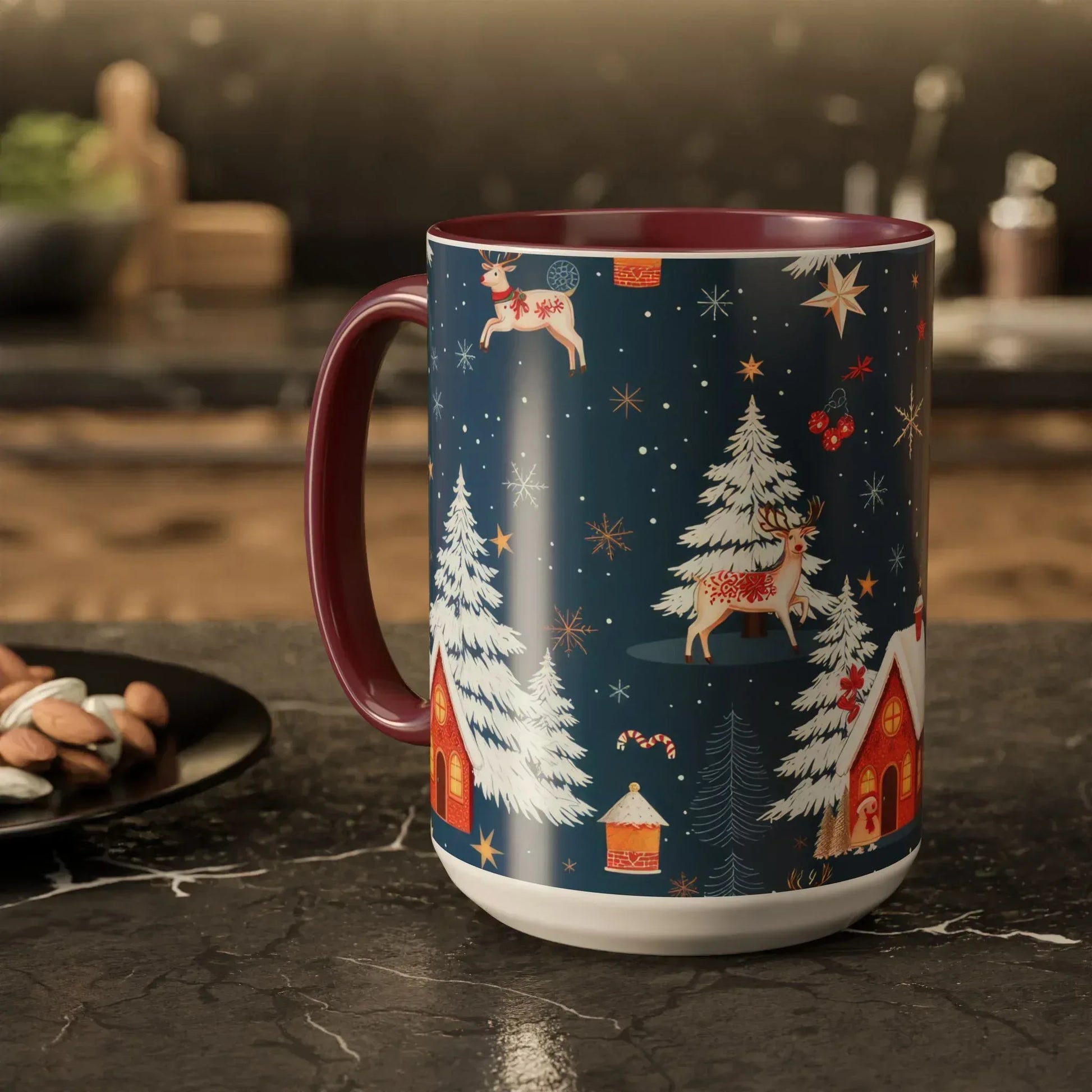 Dark Blue Christmas Mug - Colorful Mugs (11oz, 15oz) - KARARMDESIGN