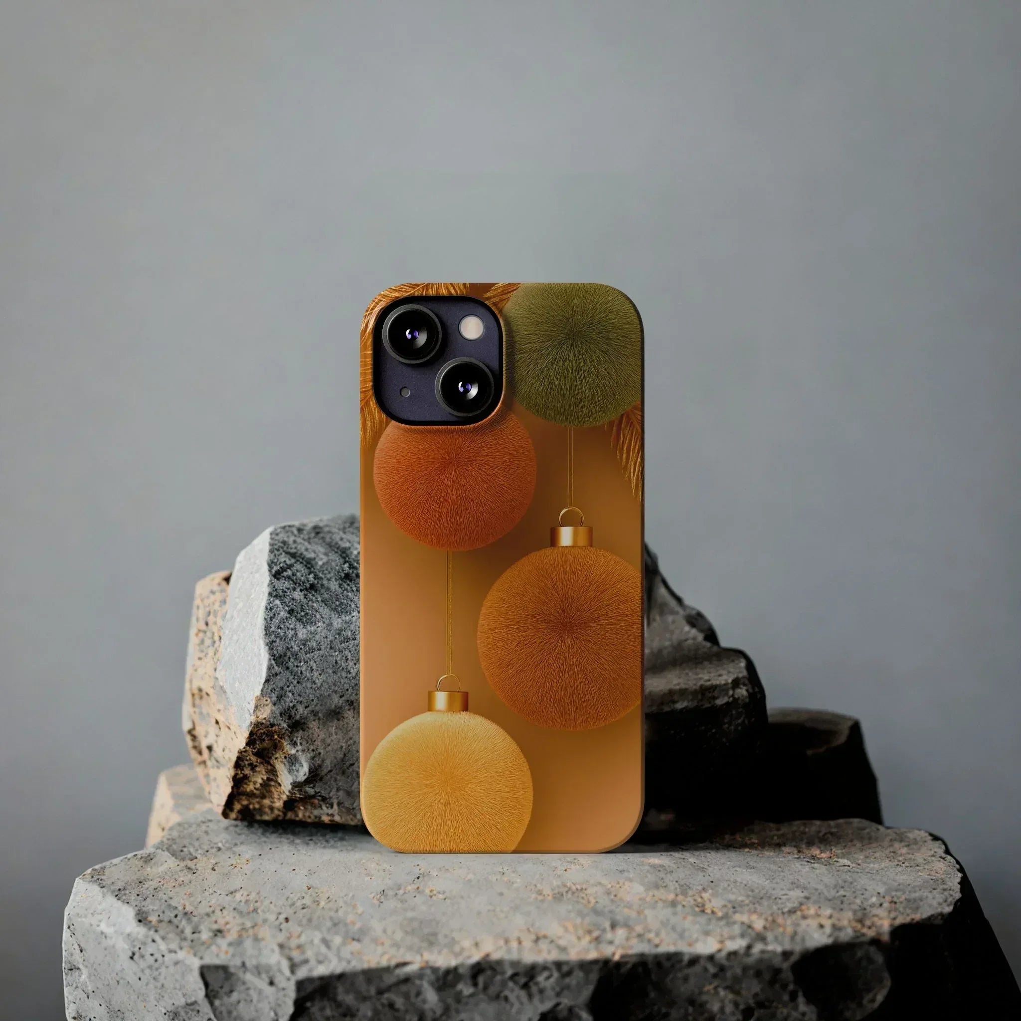Golden Fuzz Ornaments Phone Case for iPhone 11-17 - KARARMDESIGN