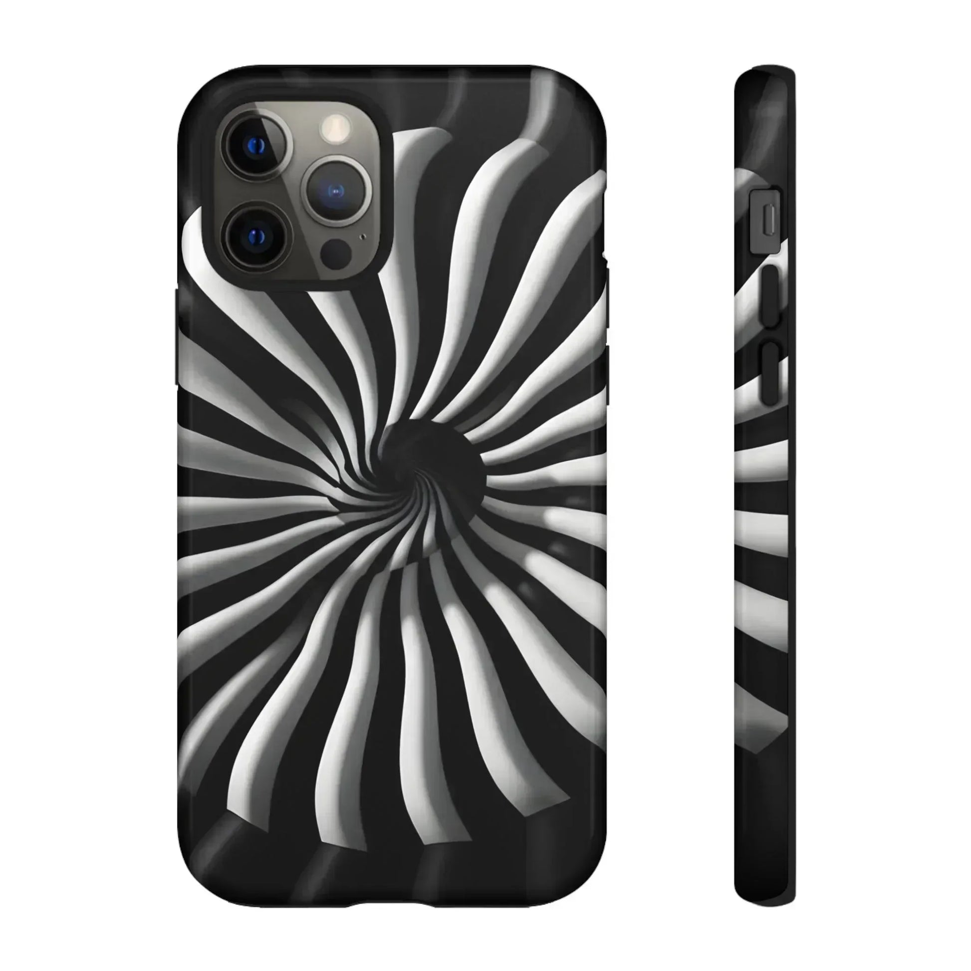 Hypnotic Black and White Spiral Phone Case for iPhone & Galaxy - KARARMDESIGN