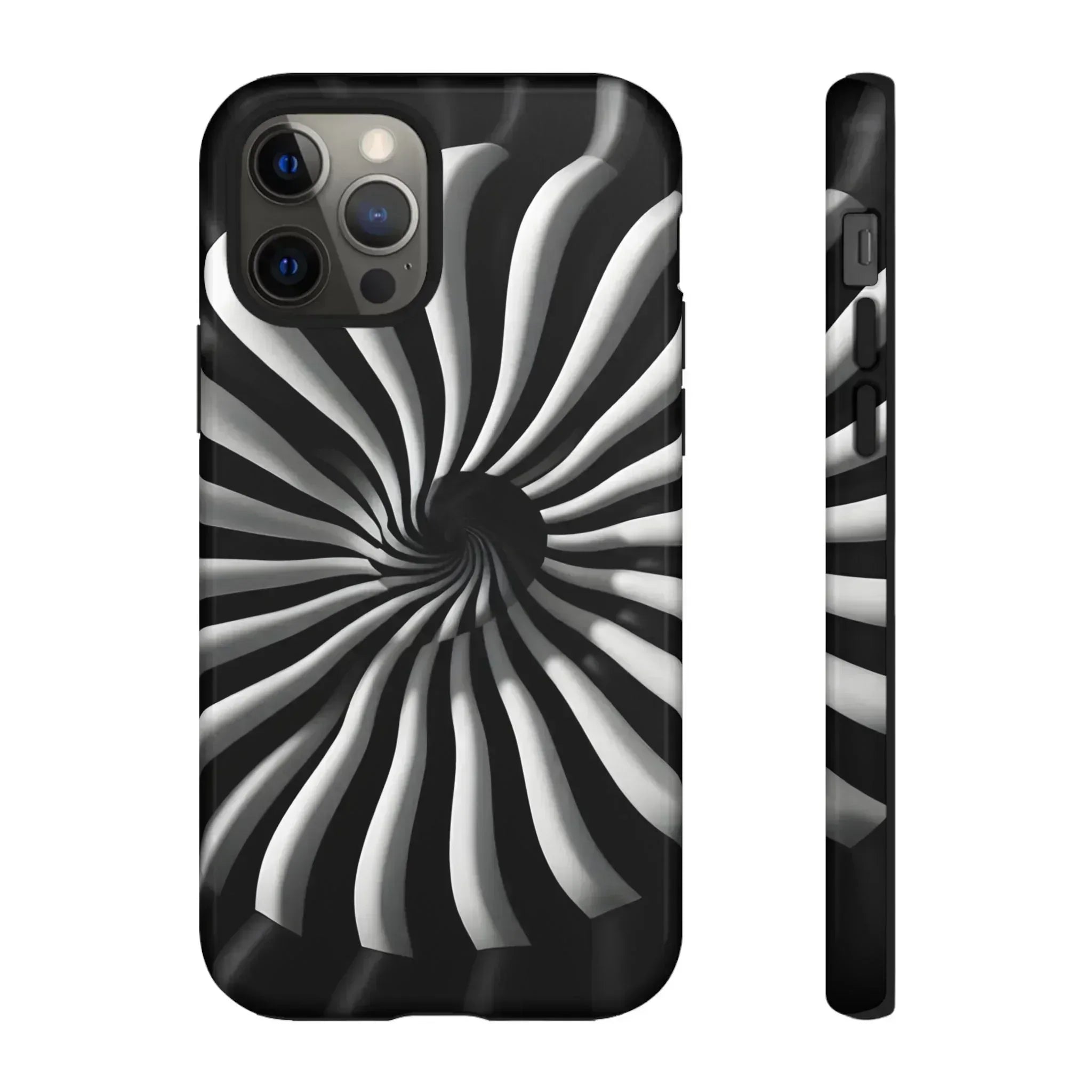 Hypnotic Black and White Spiral Phone Case for iPhone & Galaxy - KARARMDESIGN