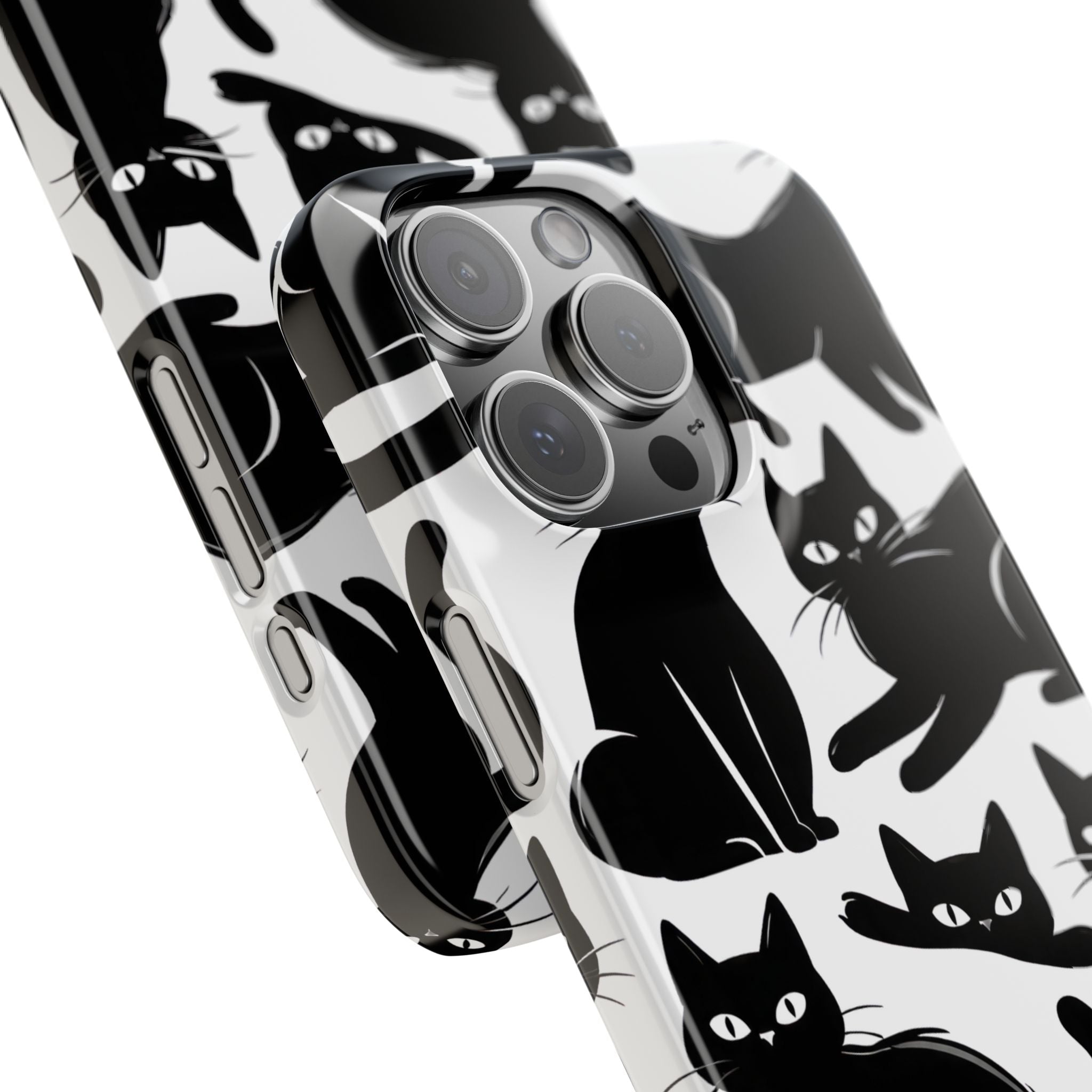 Black Cats Phone Case for iPhone 11-17 and Galaxy S20-S26