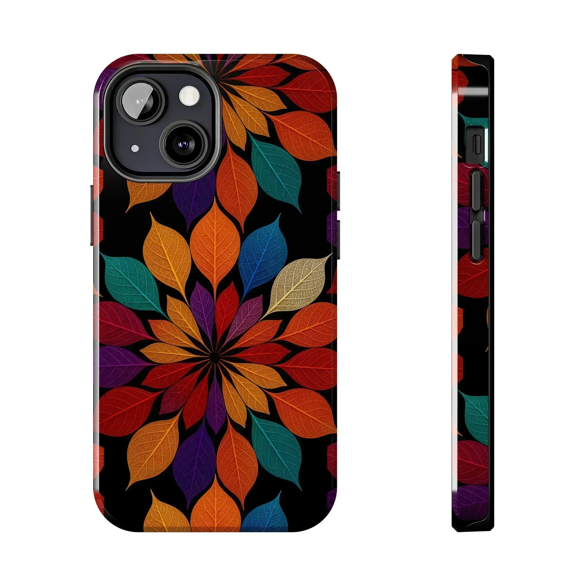 Leaf Mandala Phone Case for iPhone 11-16 and Galaxy S21-S24 - KARARMDESIGN