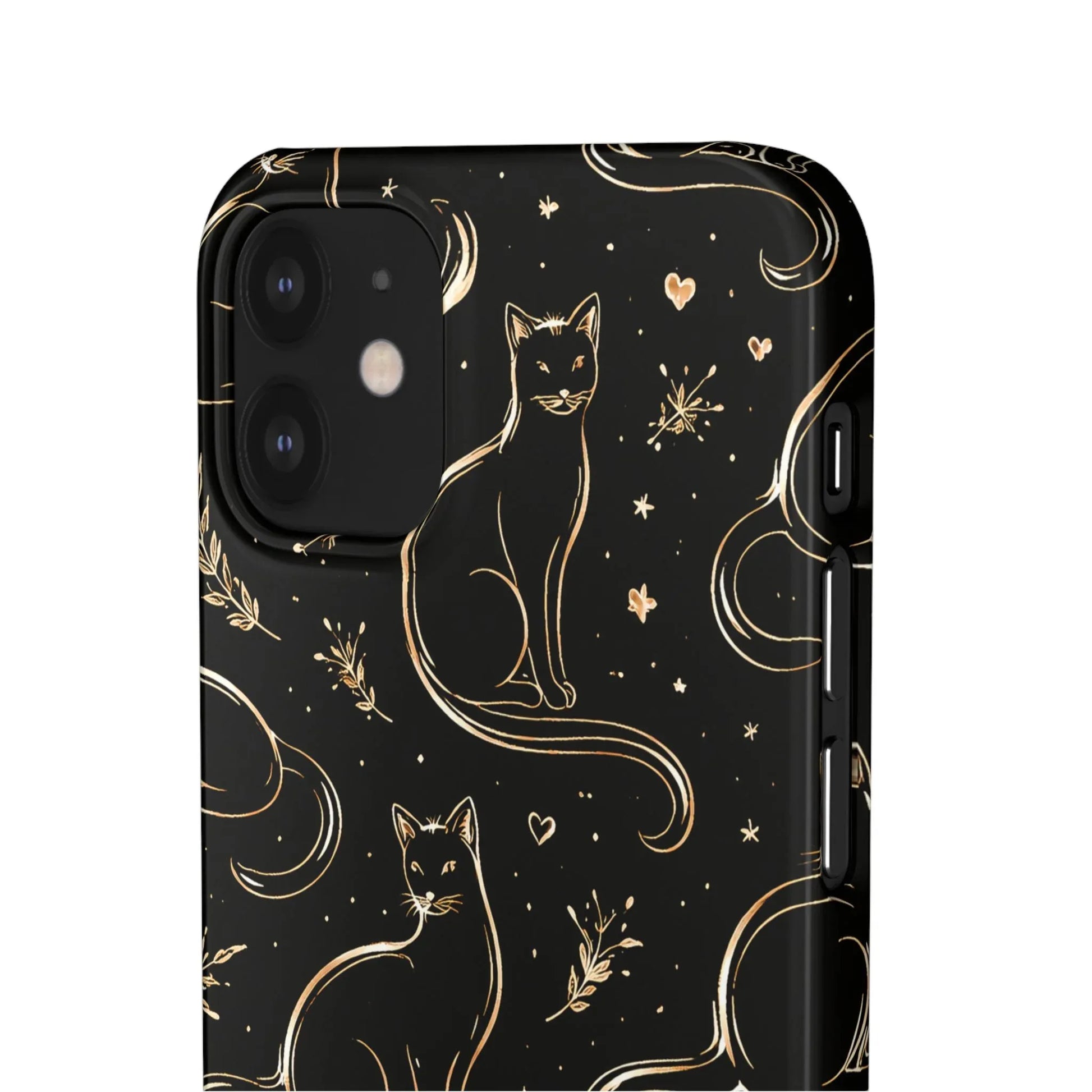 Golden Cat Pattern Phone Case for iPhone 11–17 & Galaxy S21–S25 - KARARMDESIGN