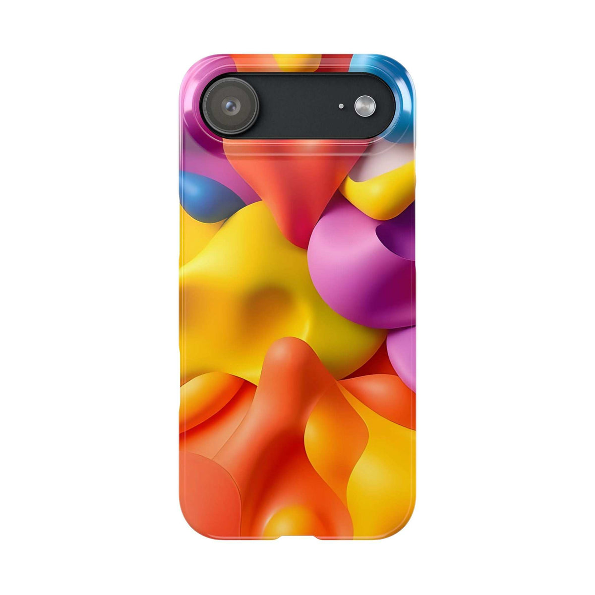 Abstract multicolor phone case for iPhone 11-17 with top camera cutout and flash