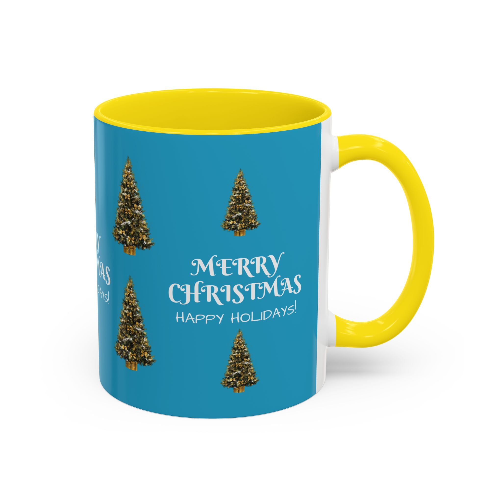 Merry Christmas and Happy Holidays Mug - Accent Coffee Mug (11, 15oz)
