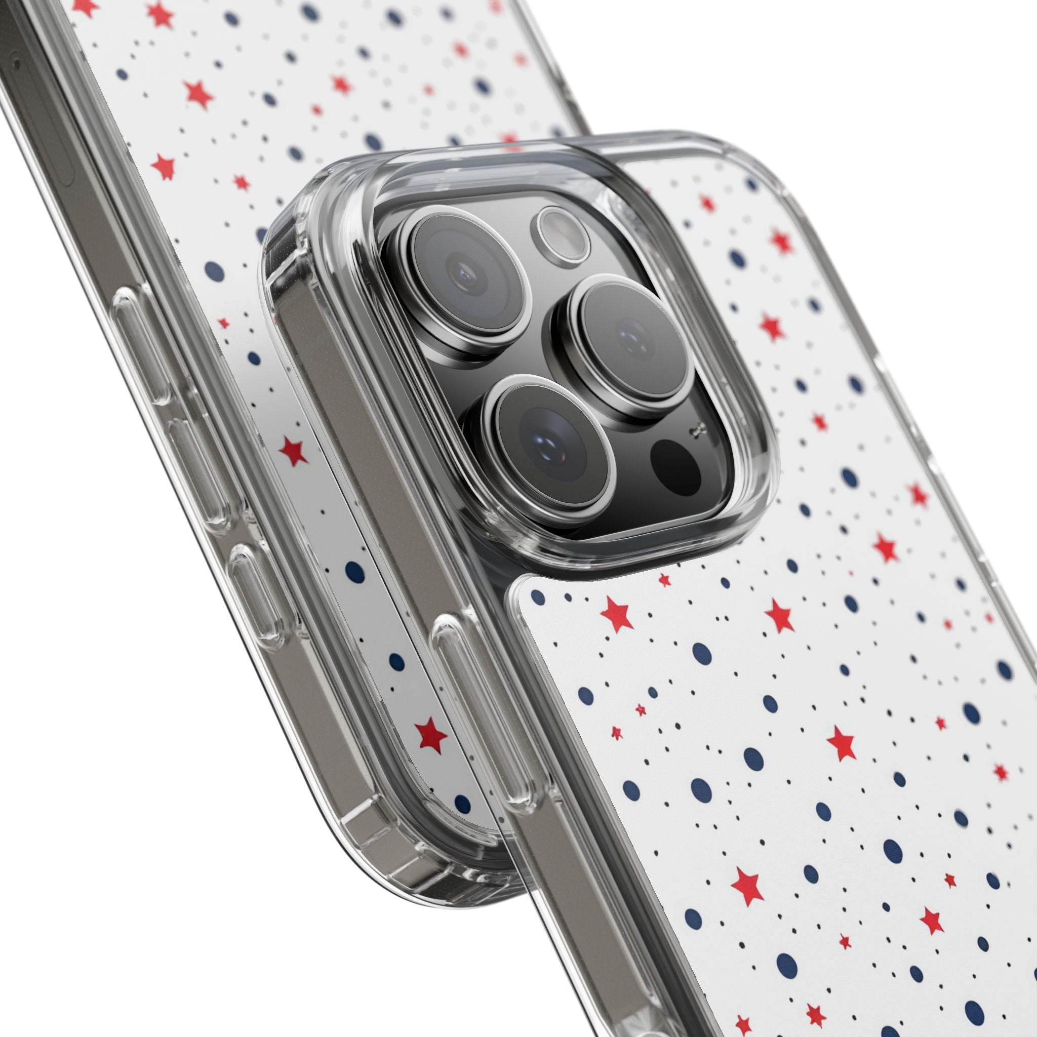 White Polka Dot & Stars Clear Case for iPhone & Samsung
