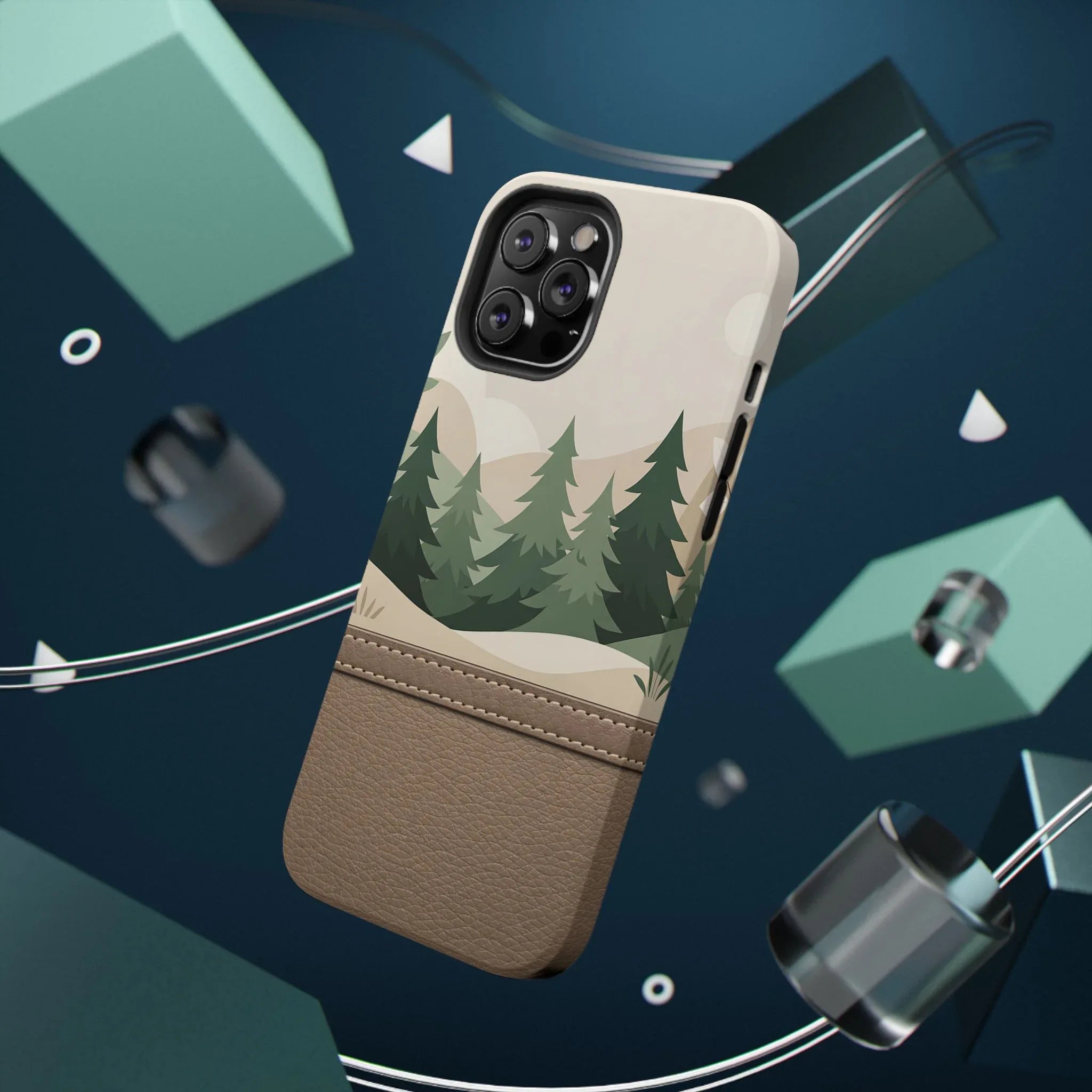 Forest Leather Phone Case for iPhone 11-17 and Galaxy S21-S25 - KARARMDESIGN