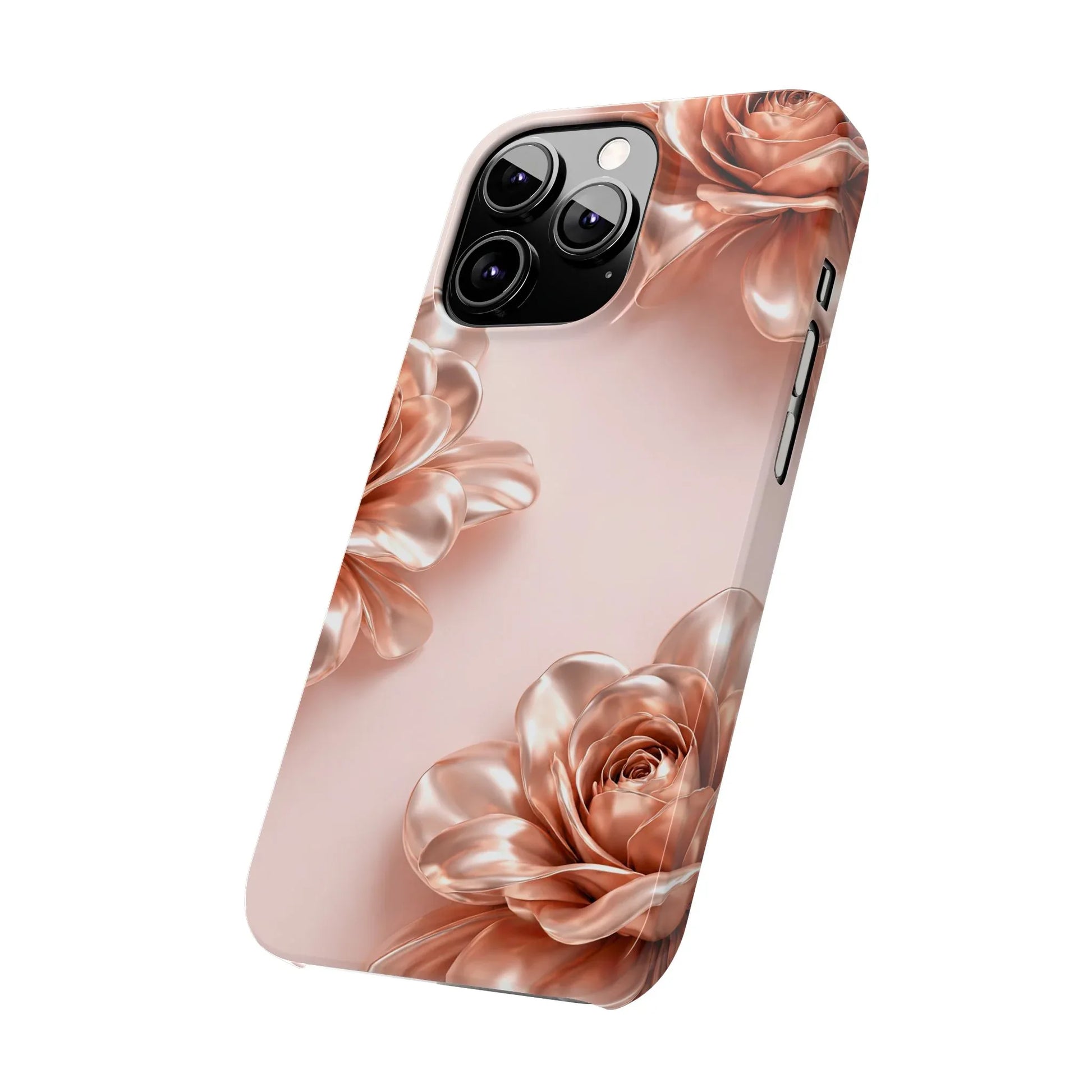 Blush Metallic Flower Case for iPhone 11-17 - KARARMDESIGN