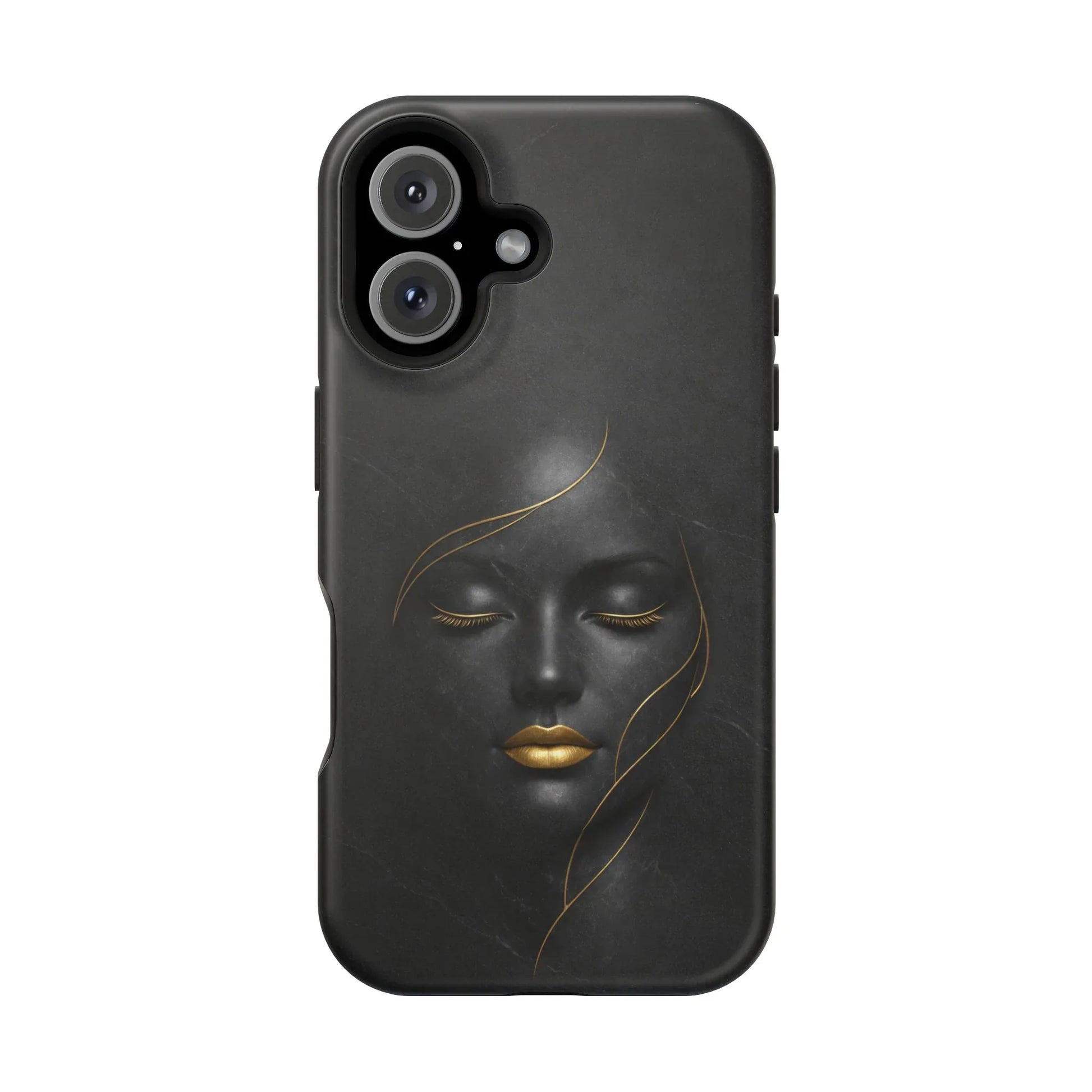 Black Gold Face Phone Case for iPhone 13-17 - KARARMDESIGN