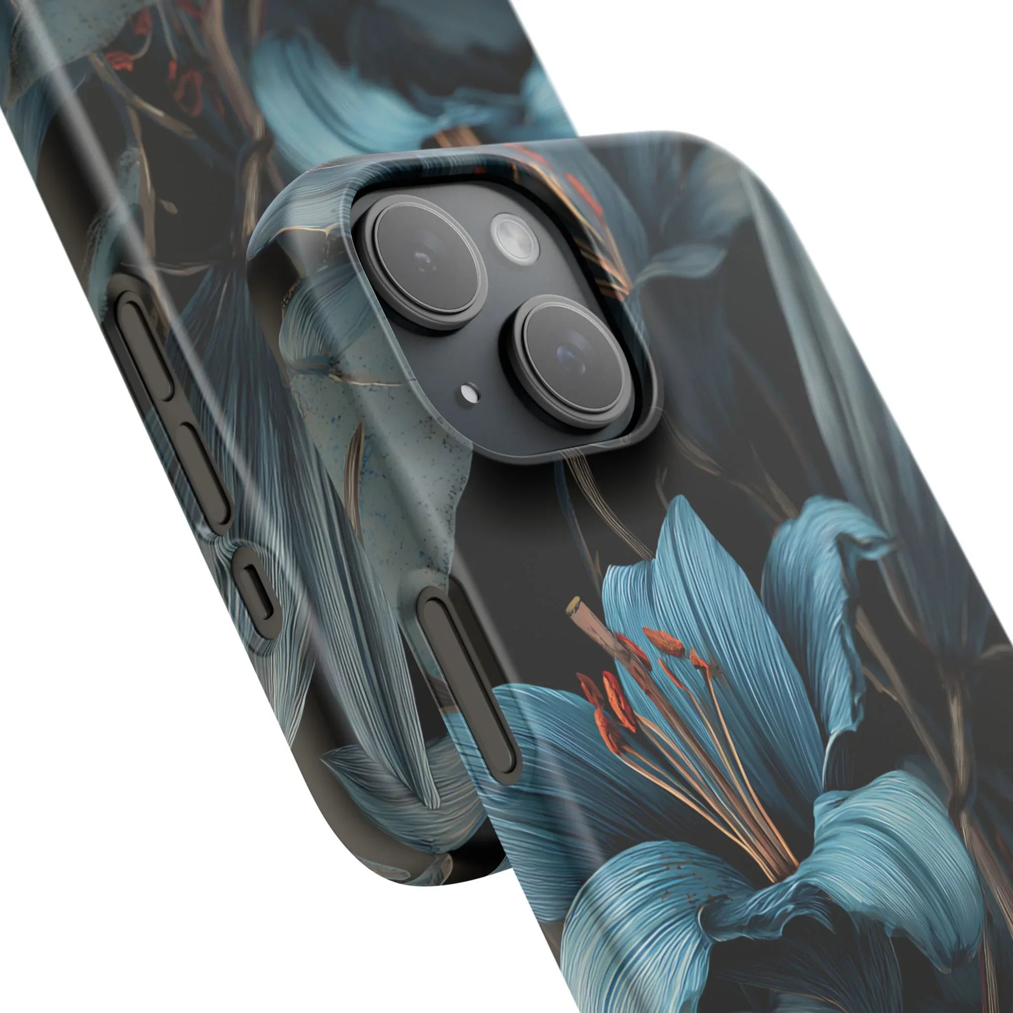 Blue Lily Floral Phone Case for iPhone 11-17 and Galaxy S20-S25 - KARARMDESIGN