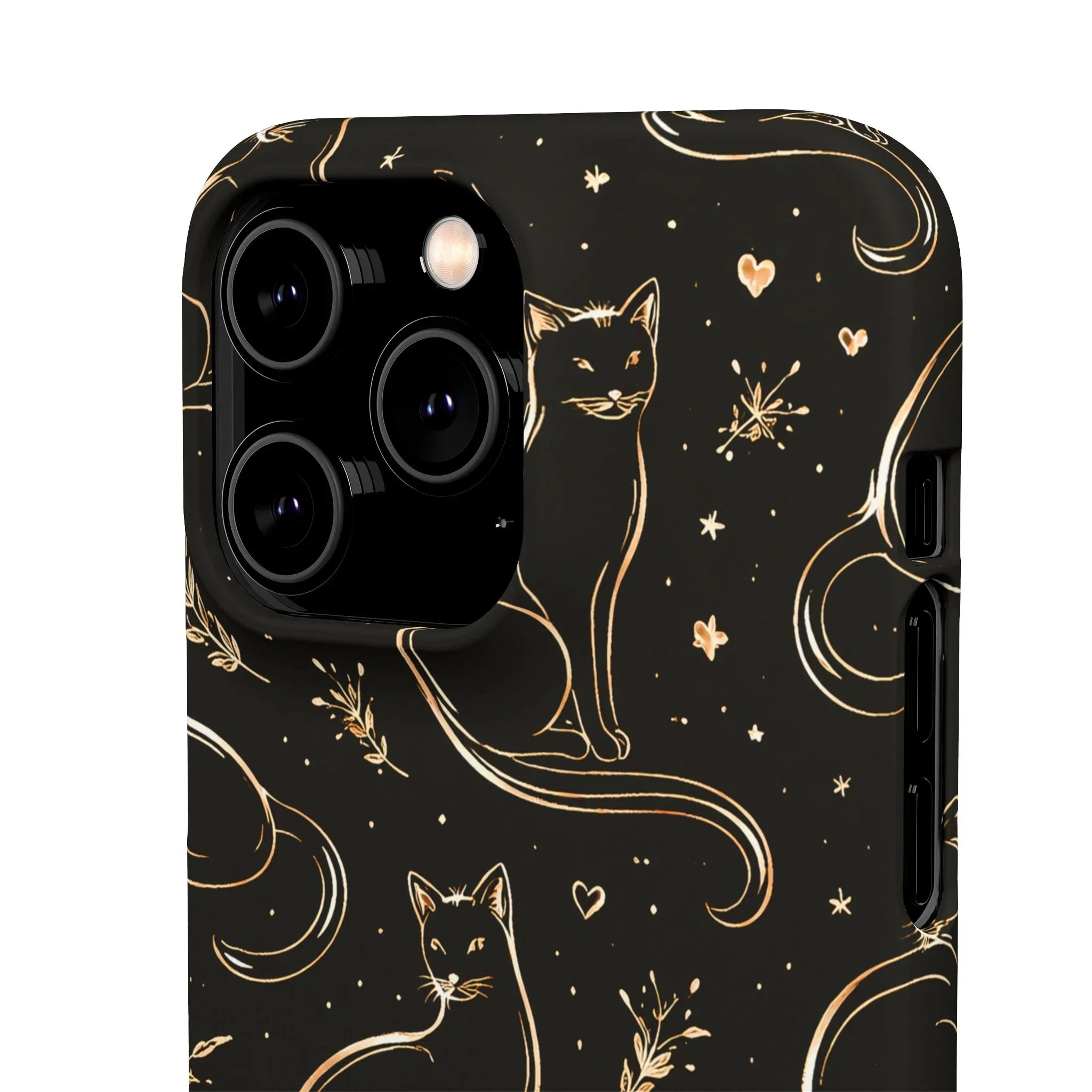Golden Cat Pattern Phone Case for iPhone 11–17 & Galaxy S21–S25 - KARARMDESIGN
