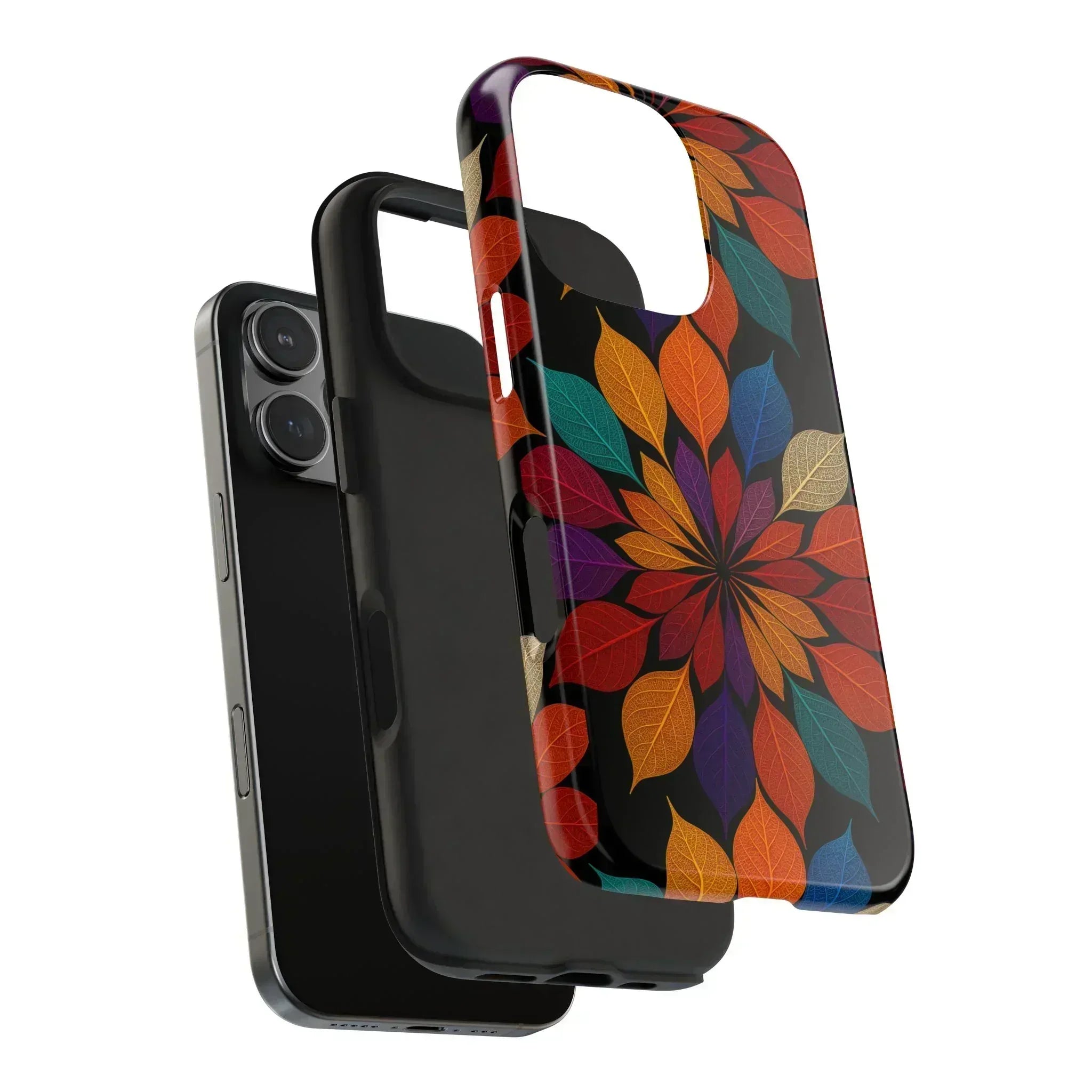 Leaf Mandala Phone Case for iPhone 11-16 and Galaxy S21-S24 - KARARMDESIGN