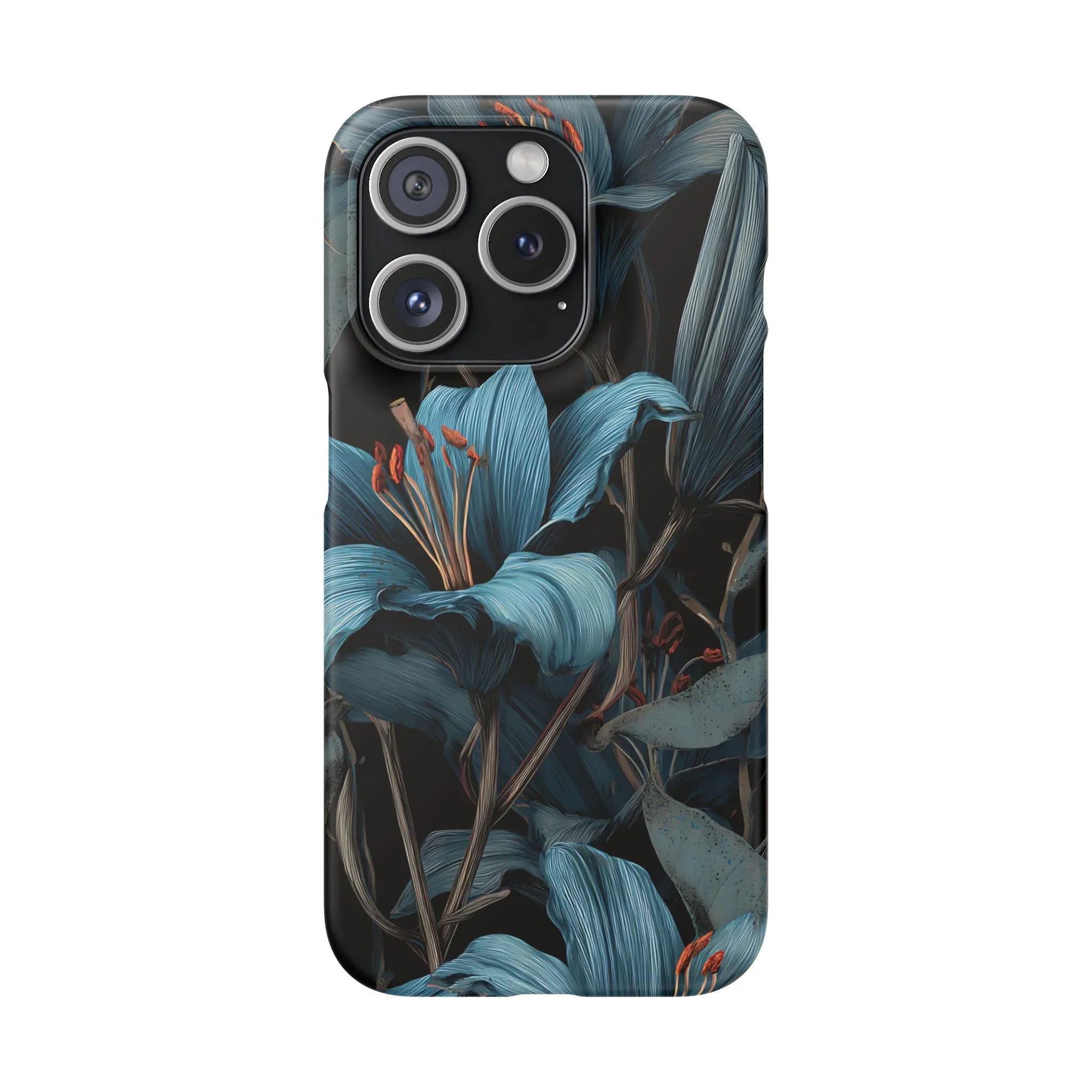 Blue Lily Floral Phone Case for iPhone 11-17 and Galaxy S20-S25 - KARARMDESIGN