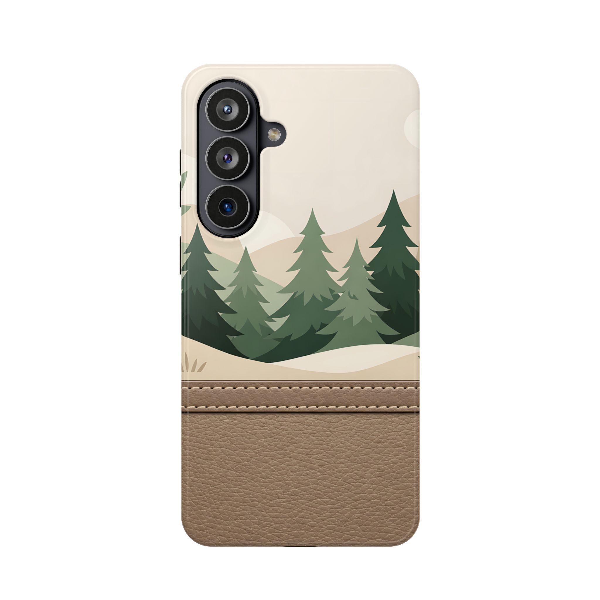 Forest Leather Phone Case for iPhone 11-17 and Galaxy S22-S26