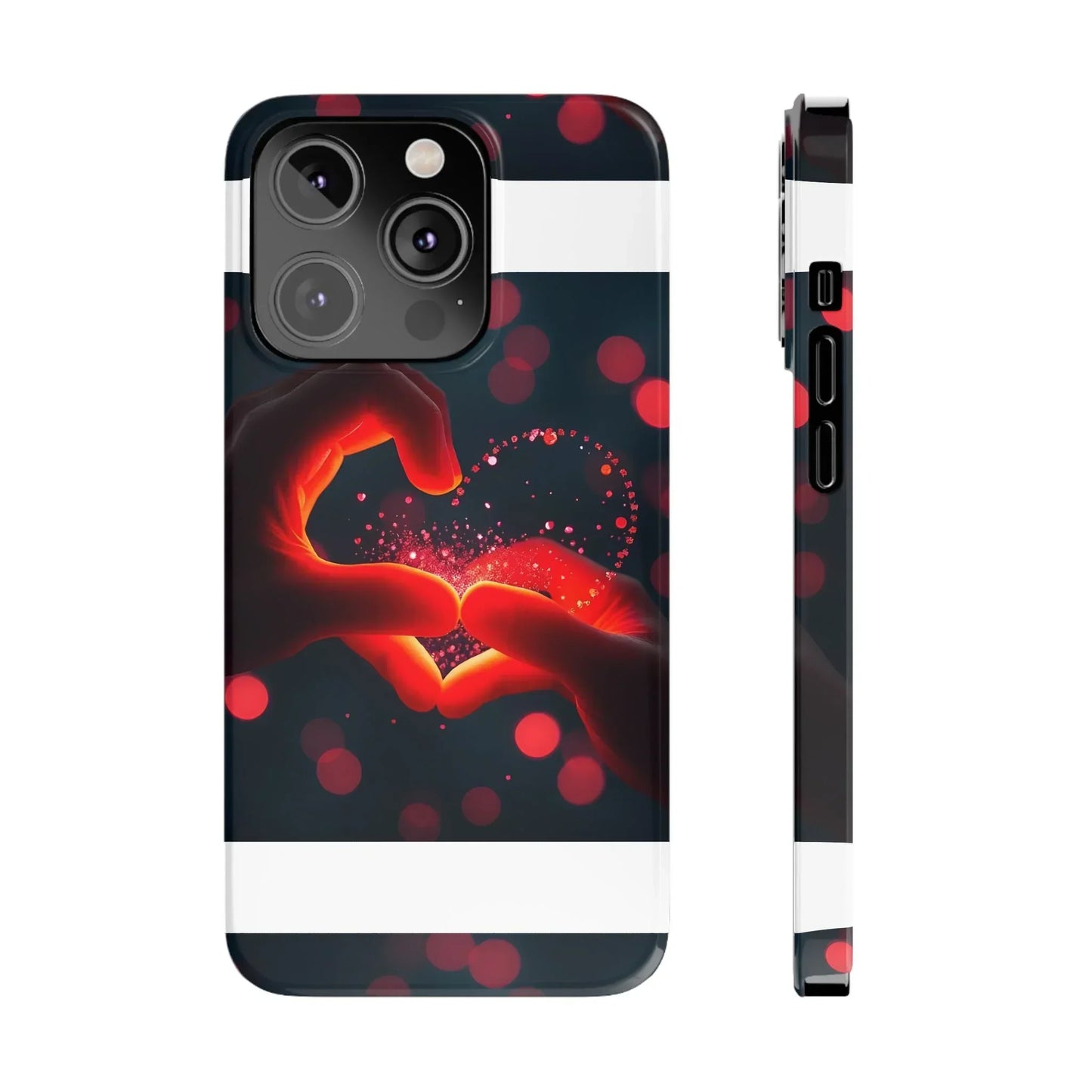 "Heart Hands Glow" Phone Case for iPhone 7 to 16 Series Models - KarArmDesign