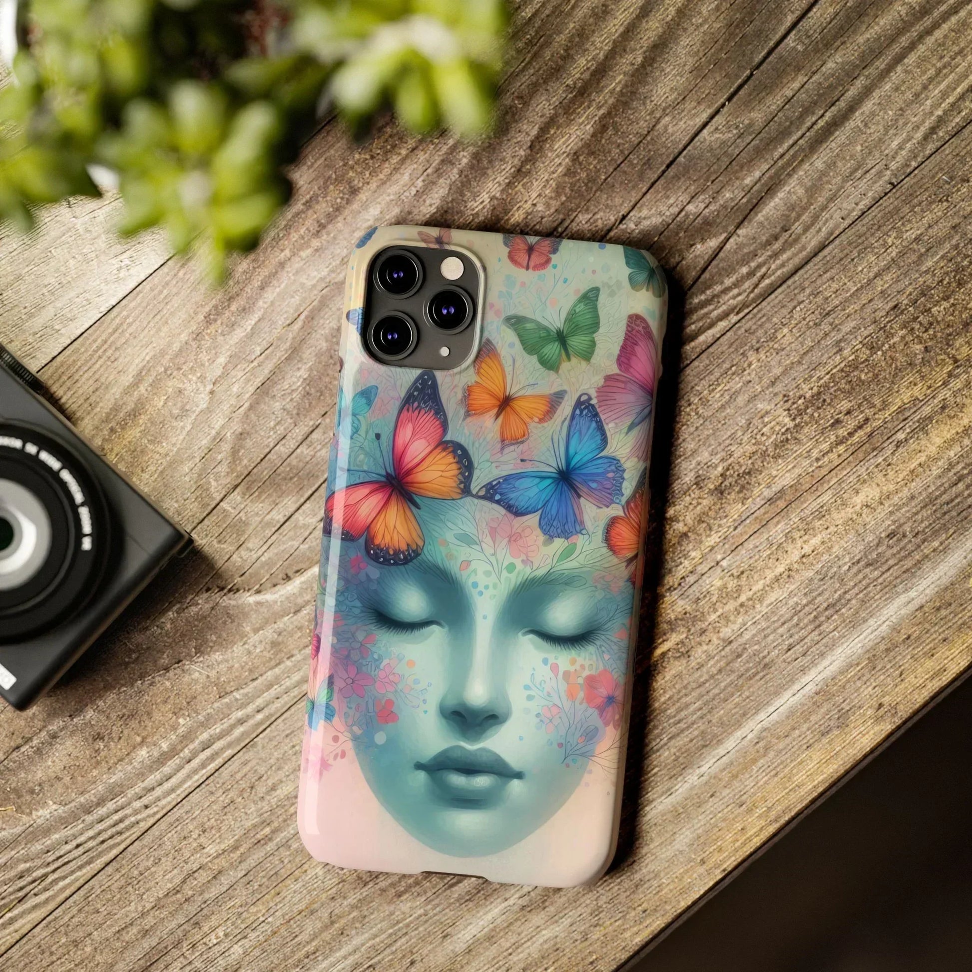 Butterfly Bloom Dreamy Woman with Closed Eyes Tough Phone Case for iPhone - KarArmDesign