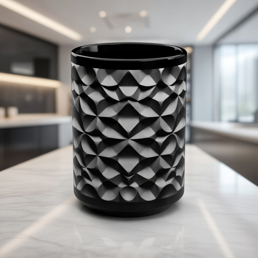 "KARARMDESIGN Signature Style" – Uniquely Textured Black Mug