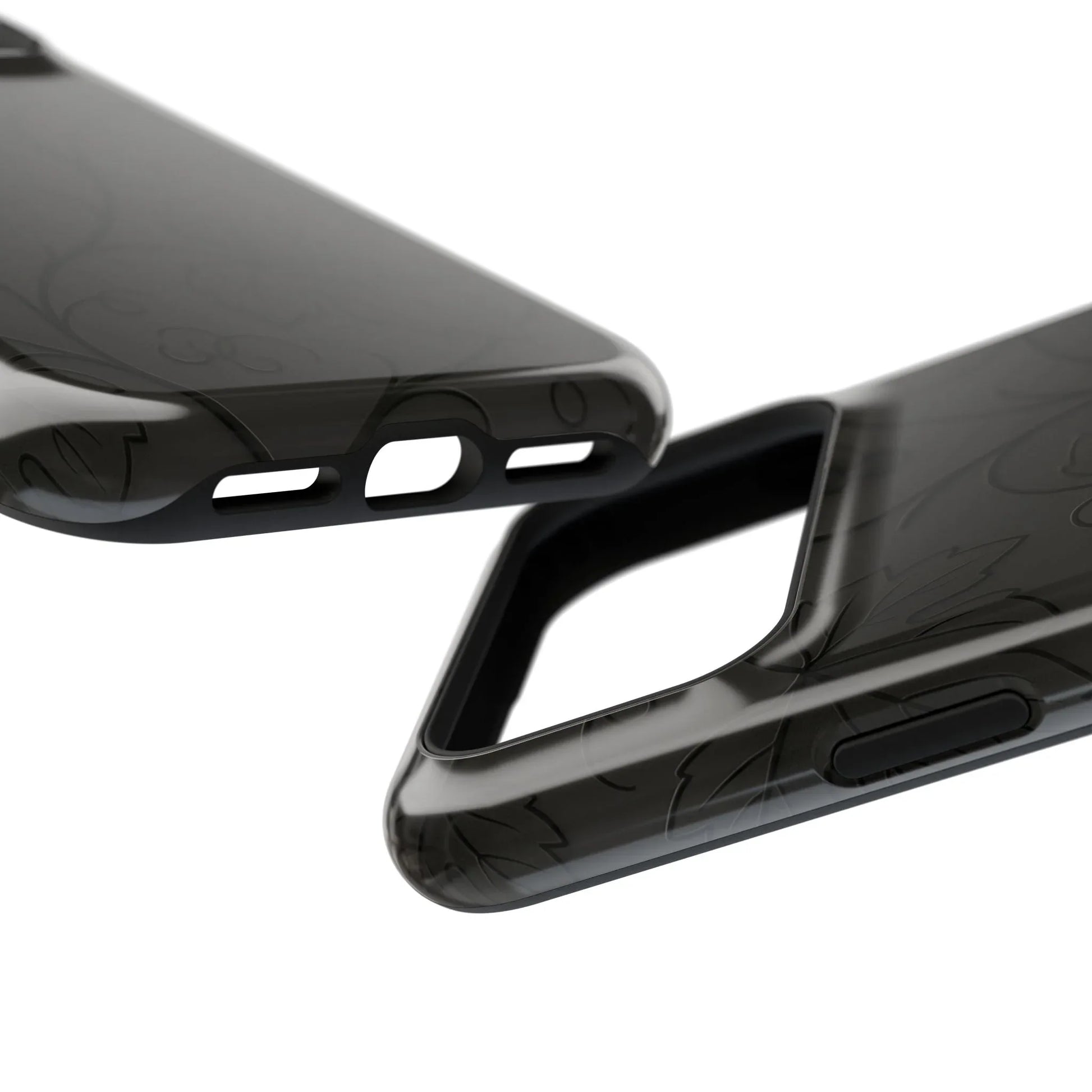 Elegant Embossed Grape Leaf Black Phone Case for iPhone and Galaxy - KARARMDESIGN