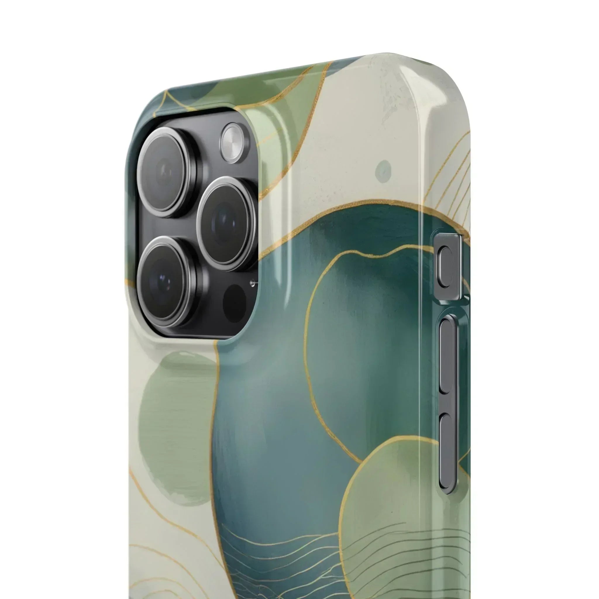 Abstract Teal Slim Phone Case for iPhone 12-16 - KARARMDESIGN
