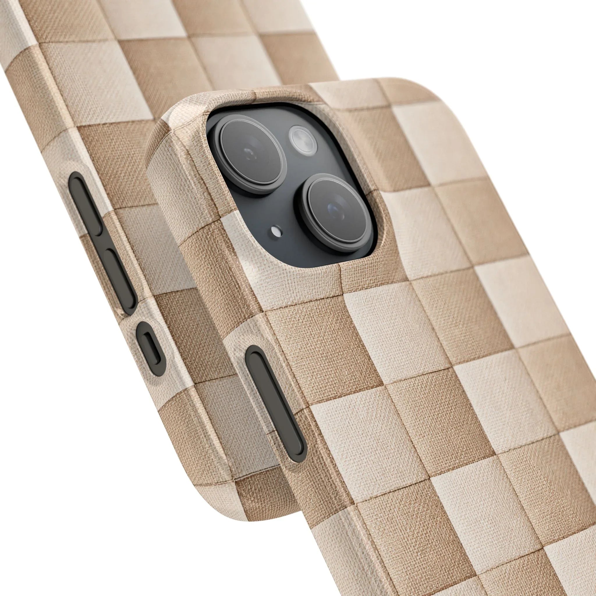 Beige Woven Phone Case for iPhone 11-17 and Galaxy S20-S25 - KARARMDESIGN