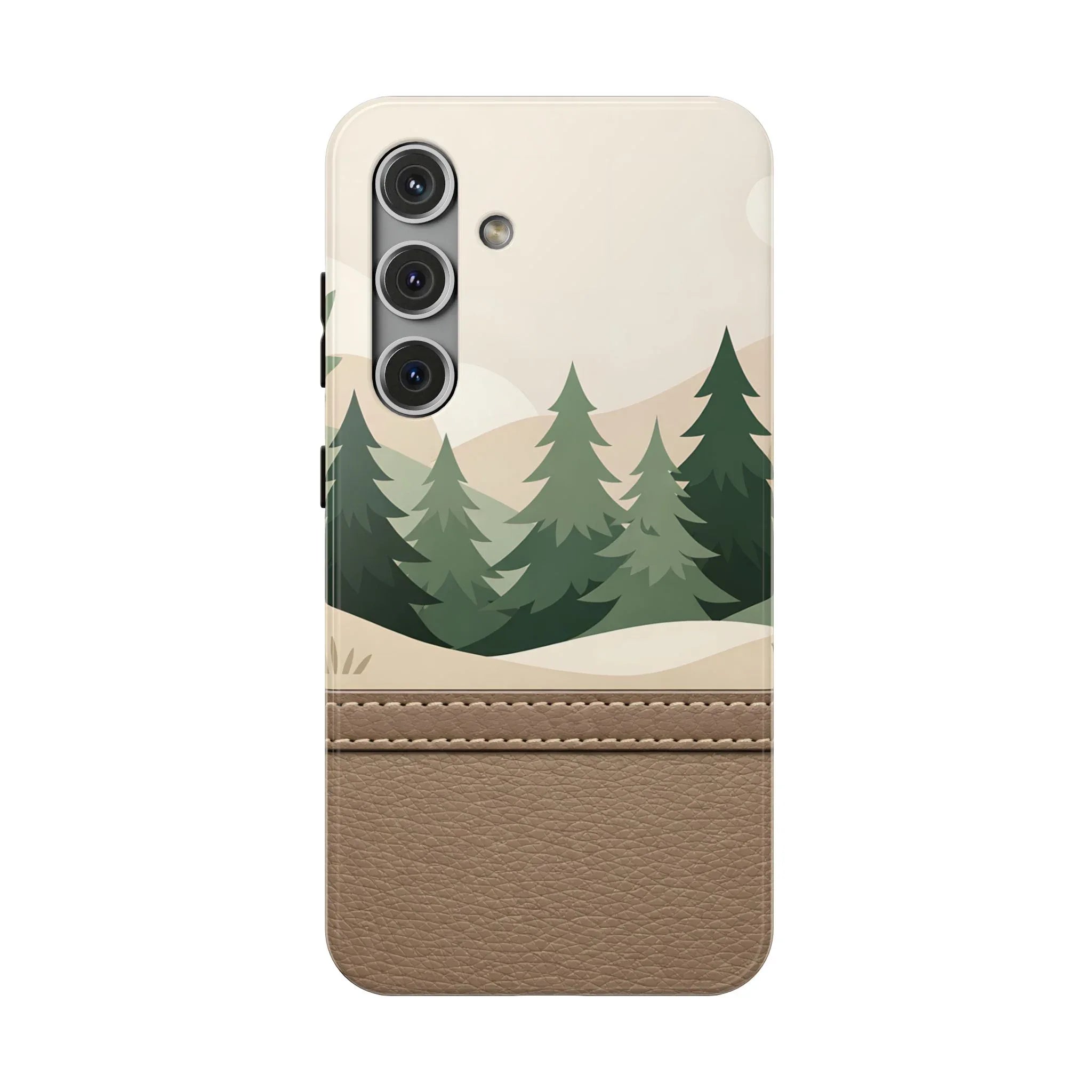 Forest Leather Phone Case for iPhone 11-17 and Galaxy S21-S25 - KARARMDESIGN