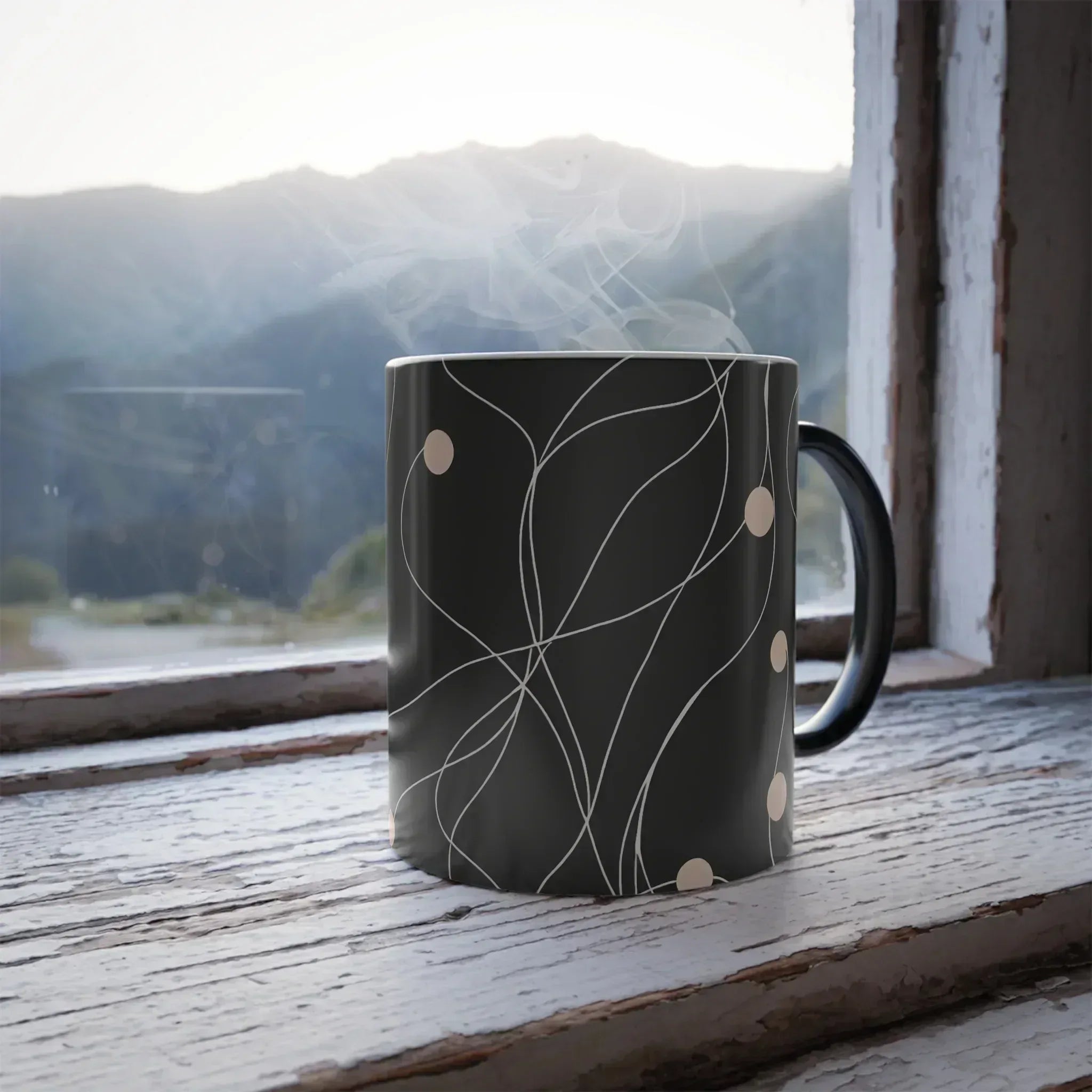Wavy Black & Gold Color Morphing Mug – 11oz - KARARMDESIGN