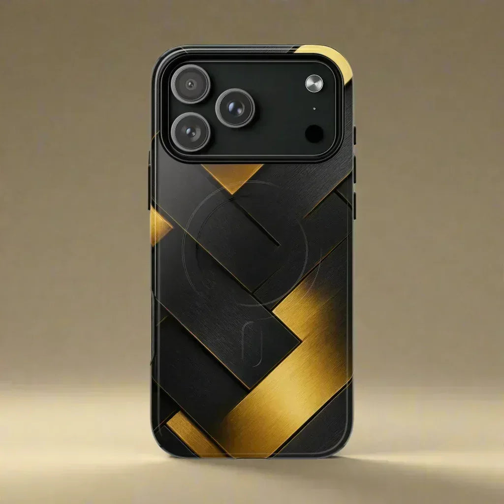 Golden Grid Phone Case for iPhone 17 Air, Pro, Pro Max - KARARMDESIGN