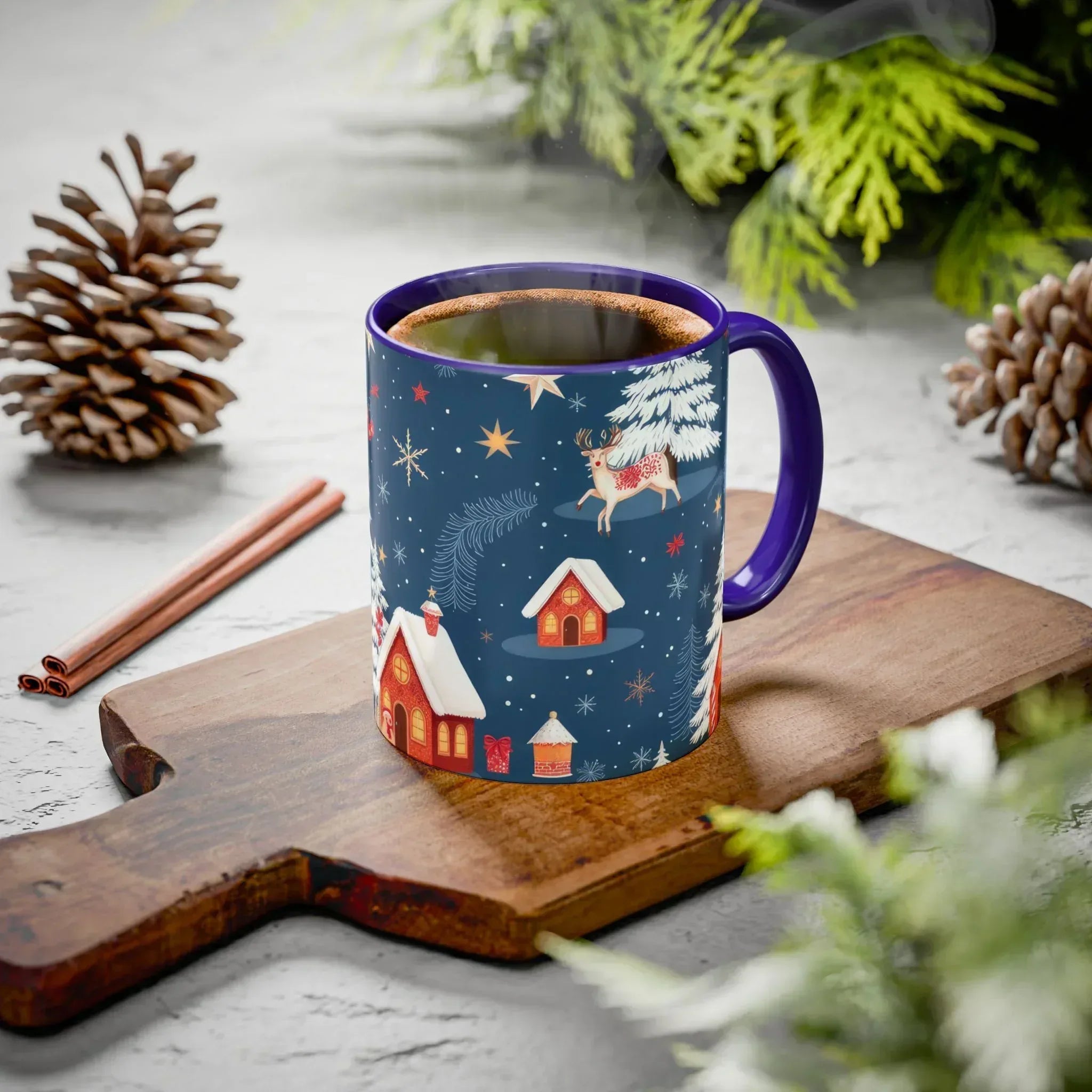 Dark Blue Christmas Mug - Colorful Mugs (11oz, 15oz) - KARARMDESIGN