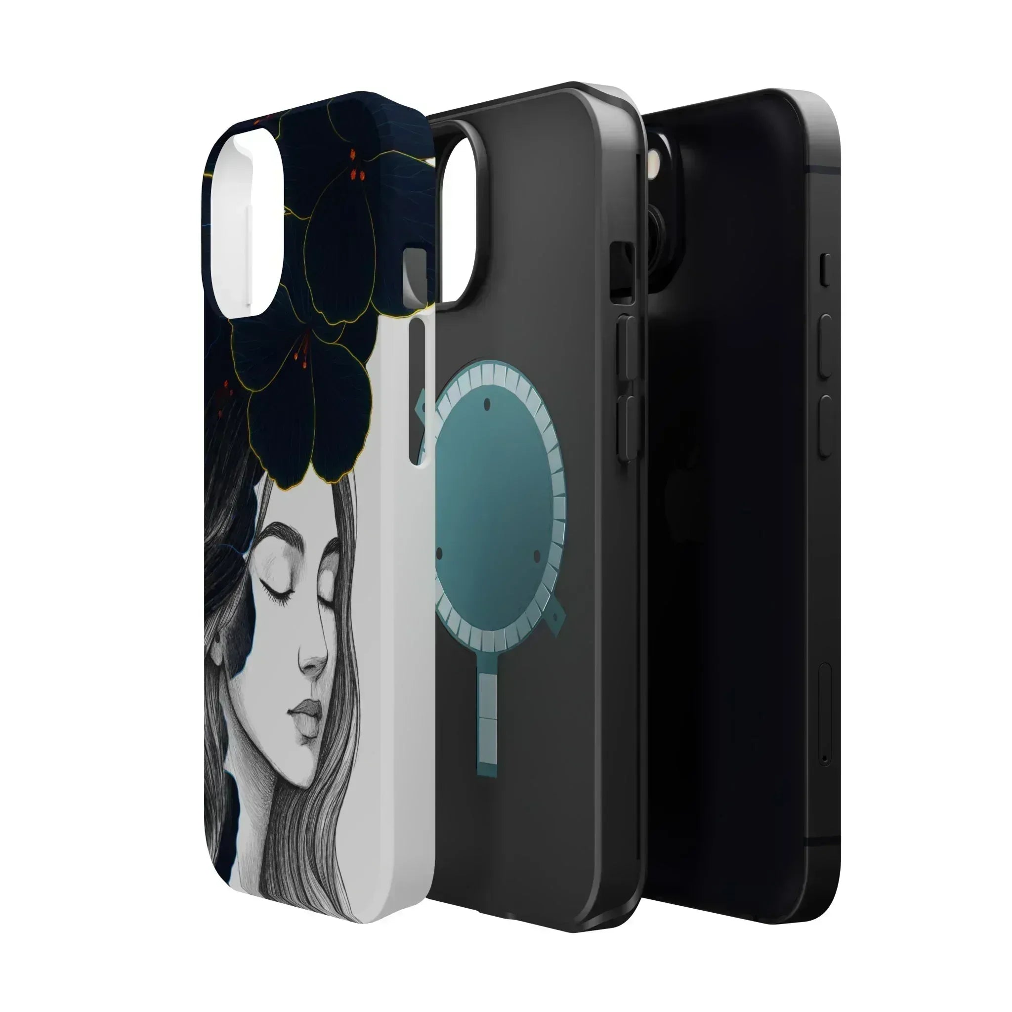 Dark Floral Elegance Phone Case for iPhone 13-16 - KARARMDESIGN