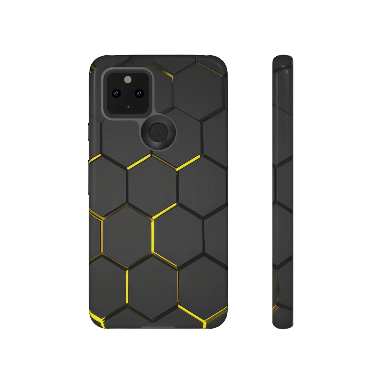 Black and Yellow Hexagon Geometric Tough Phone Case for Galaxy and Pixel - KarArmDesign