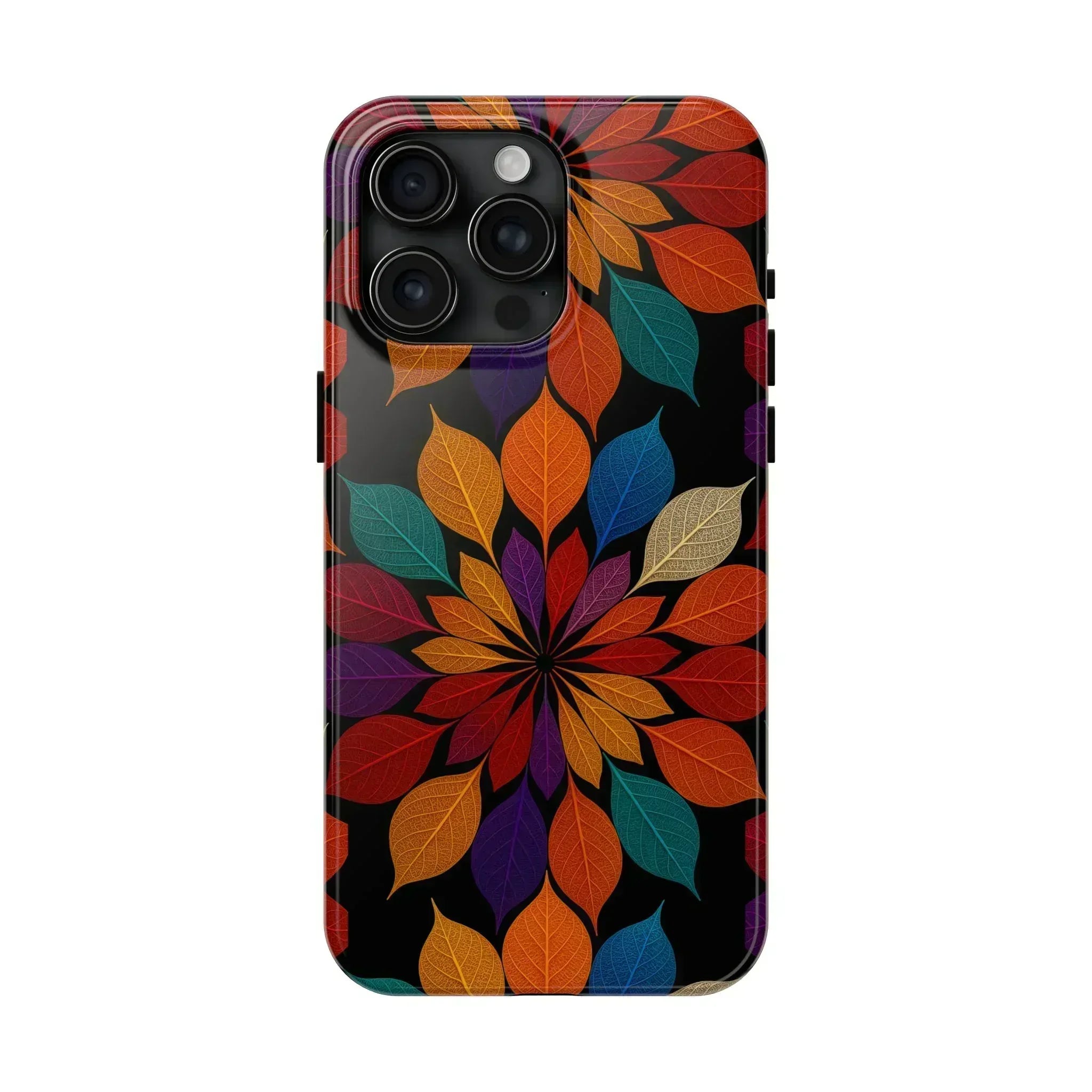 Leaf Mandala Phone Case for iPhone 11-16 and Galaxy S21-S24 - KARARMDESIGN