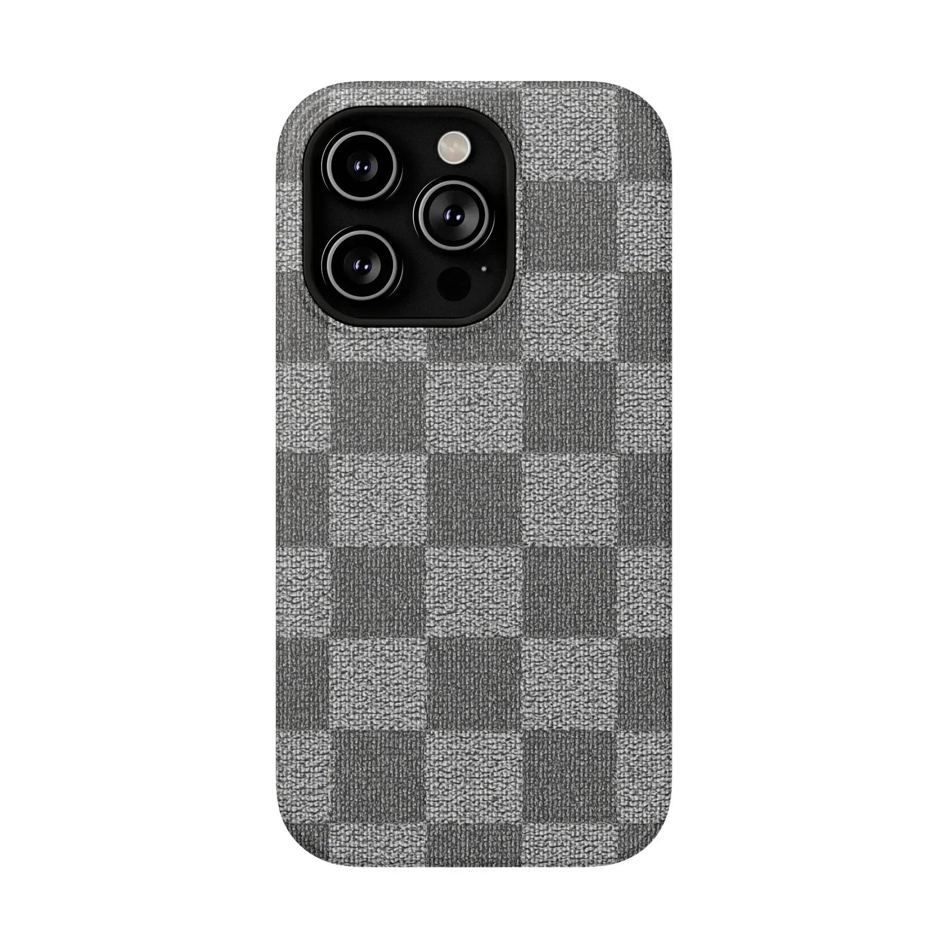 Gray Checkered Phone Case for iPhone 12-16 and Galaxy S21-S22 - KARARMDESIGN