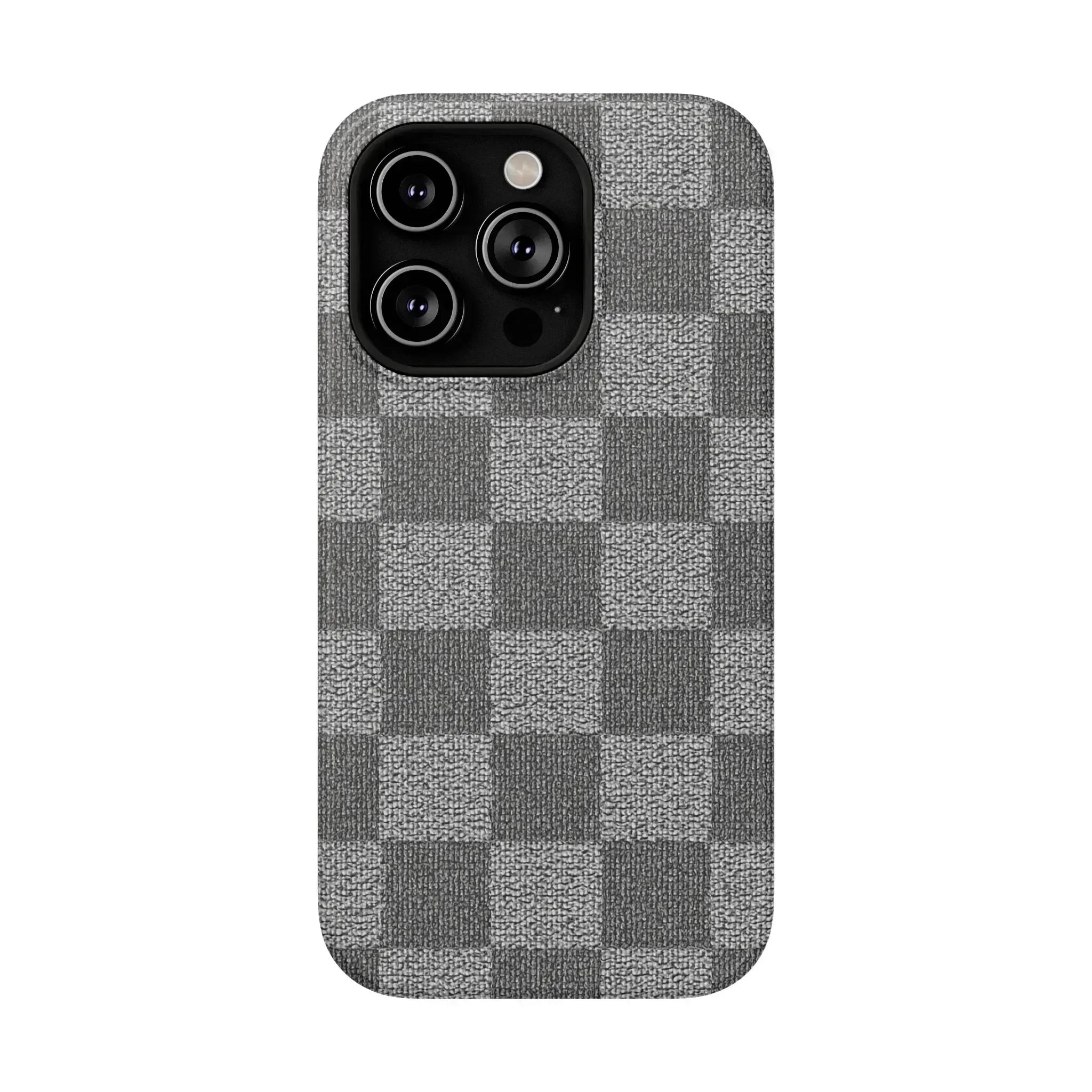 Gray Checkered Phone Case for iPhone 12-16 and Galaxy S21-S22 - KARARMDESIGN